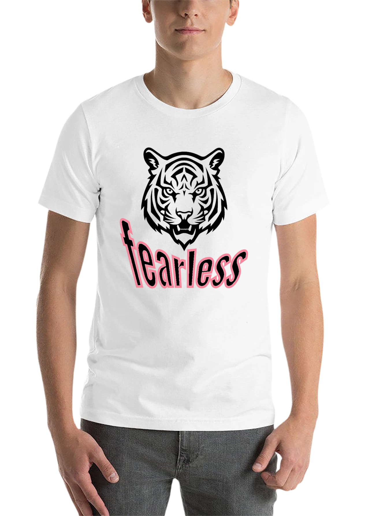 Black Fearless Tiger Graphic Tee - Stylish Men's Black T-Shirt view 14