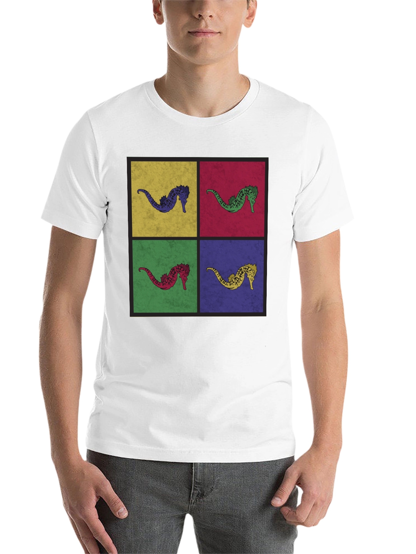 Black Pop Art Seahorse Graphic T-Shirt - Black view 14