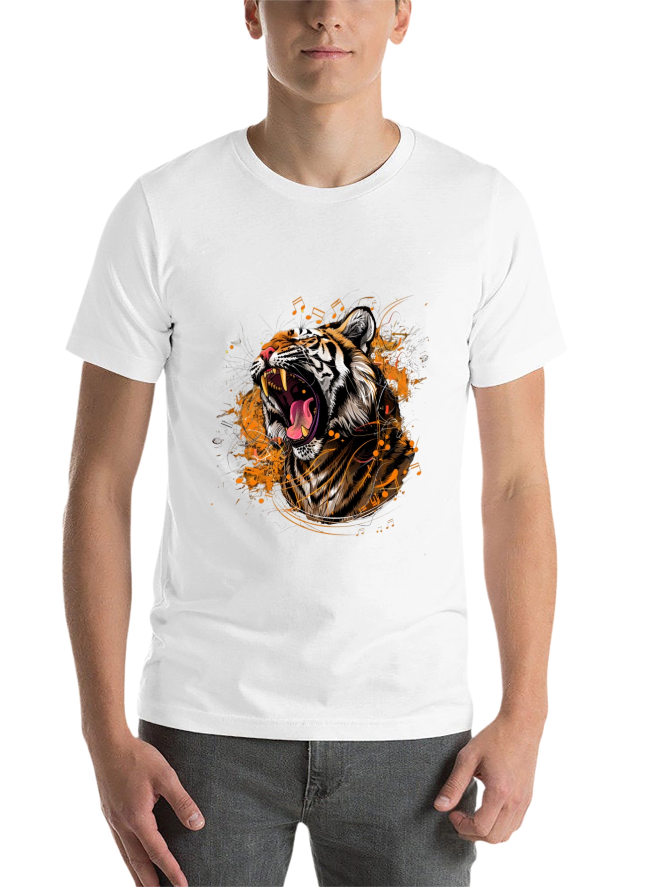 Black Tiger Roar Graphic Black T-Shirt view 14