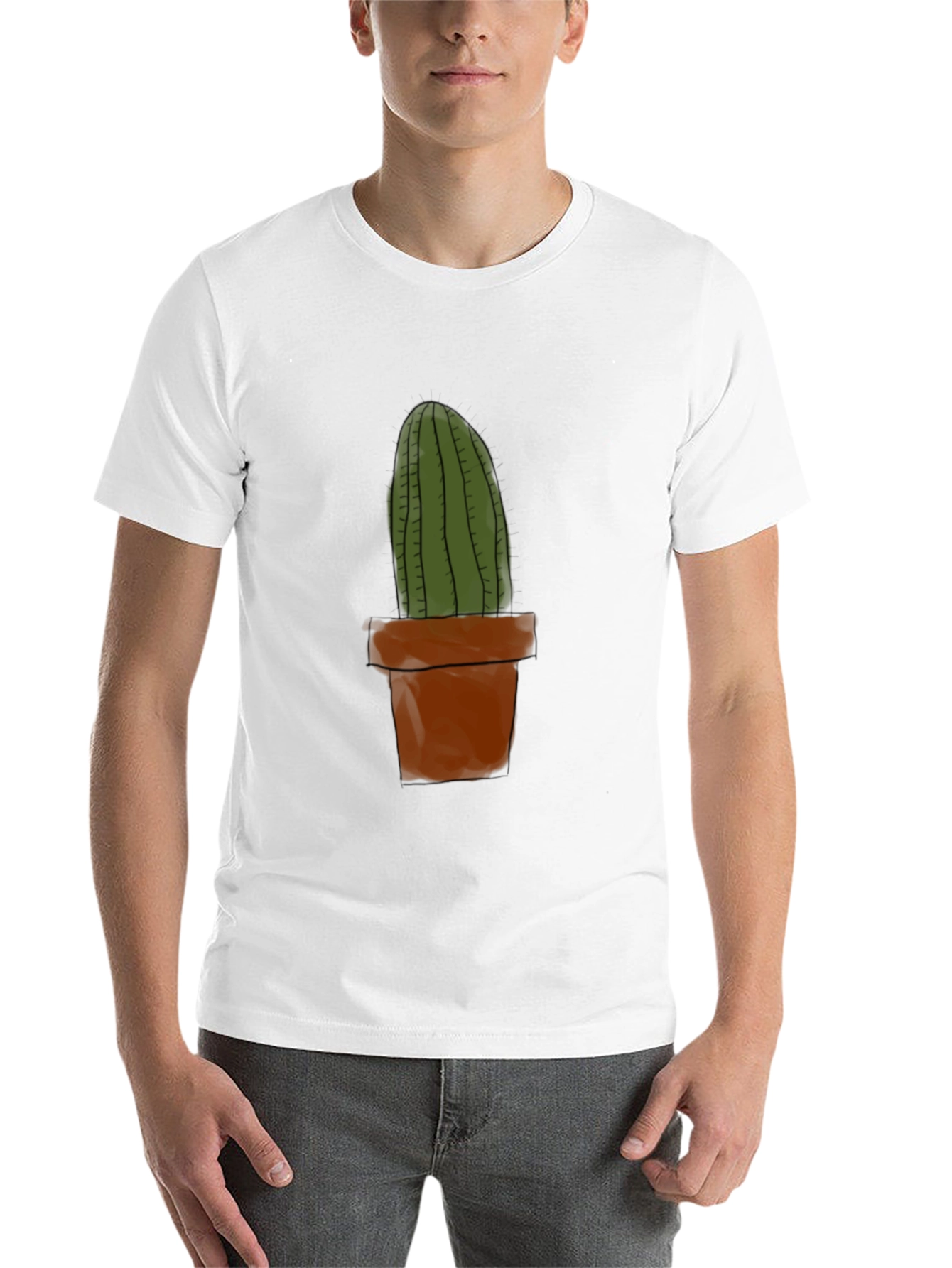 Black Cactus Plant Graphic Tee - Casual Black T-Shirt view 14