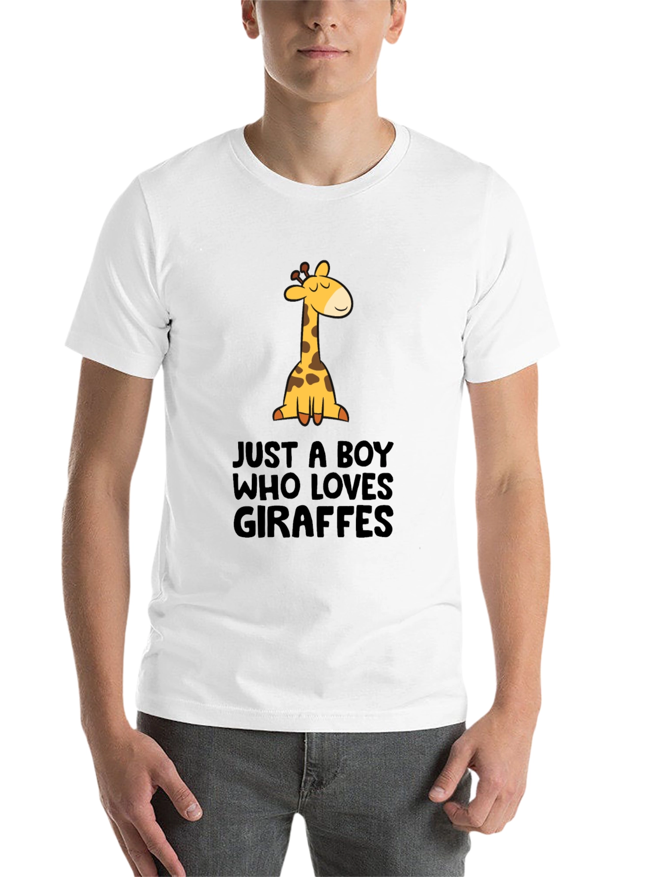 Just A Boy Who Loves Giraffes Black T-Shirt - 14
