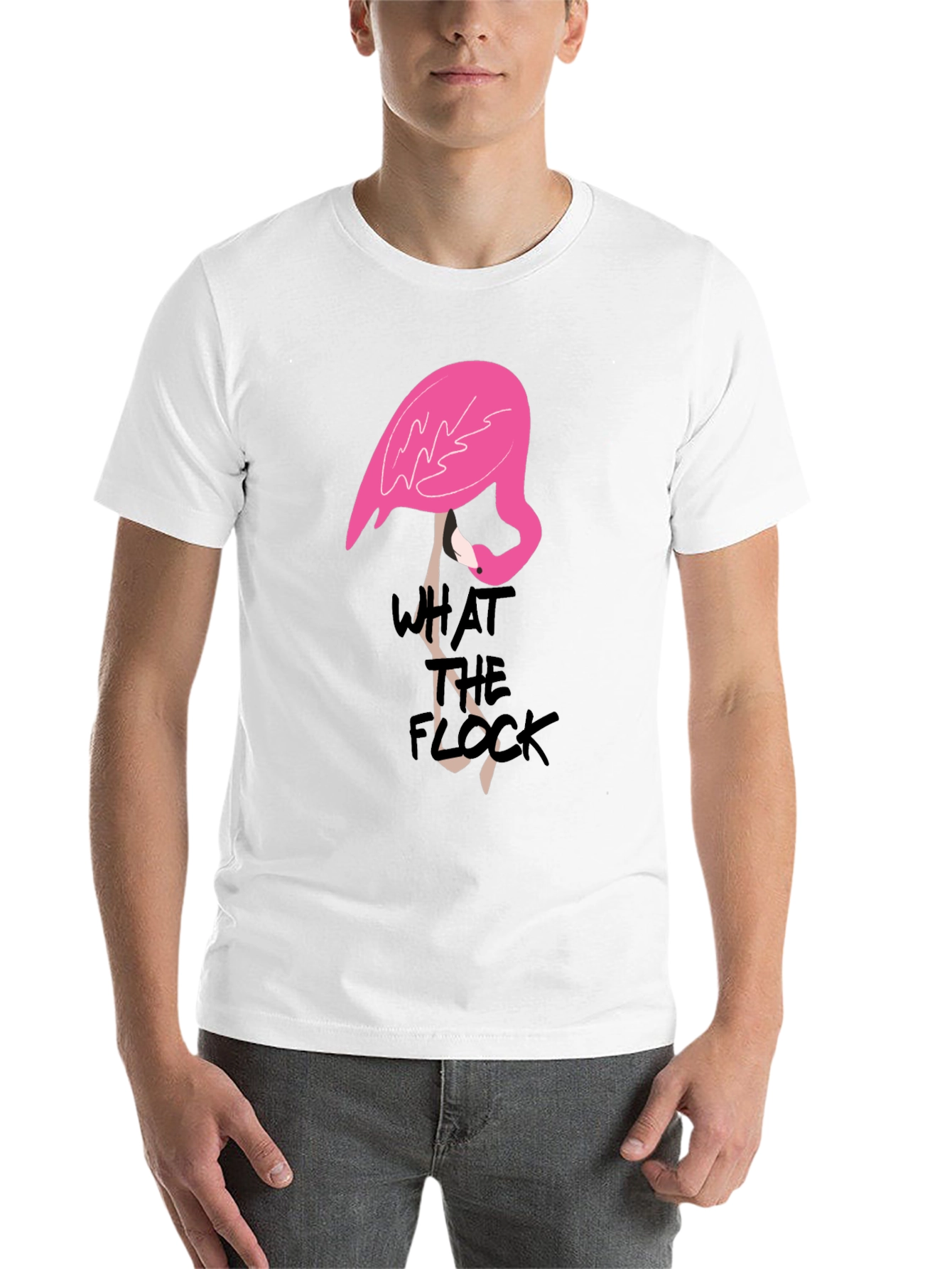 Black What the Flock T-Shirt - Quirky Flamingo Tee view 14