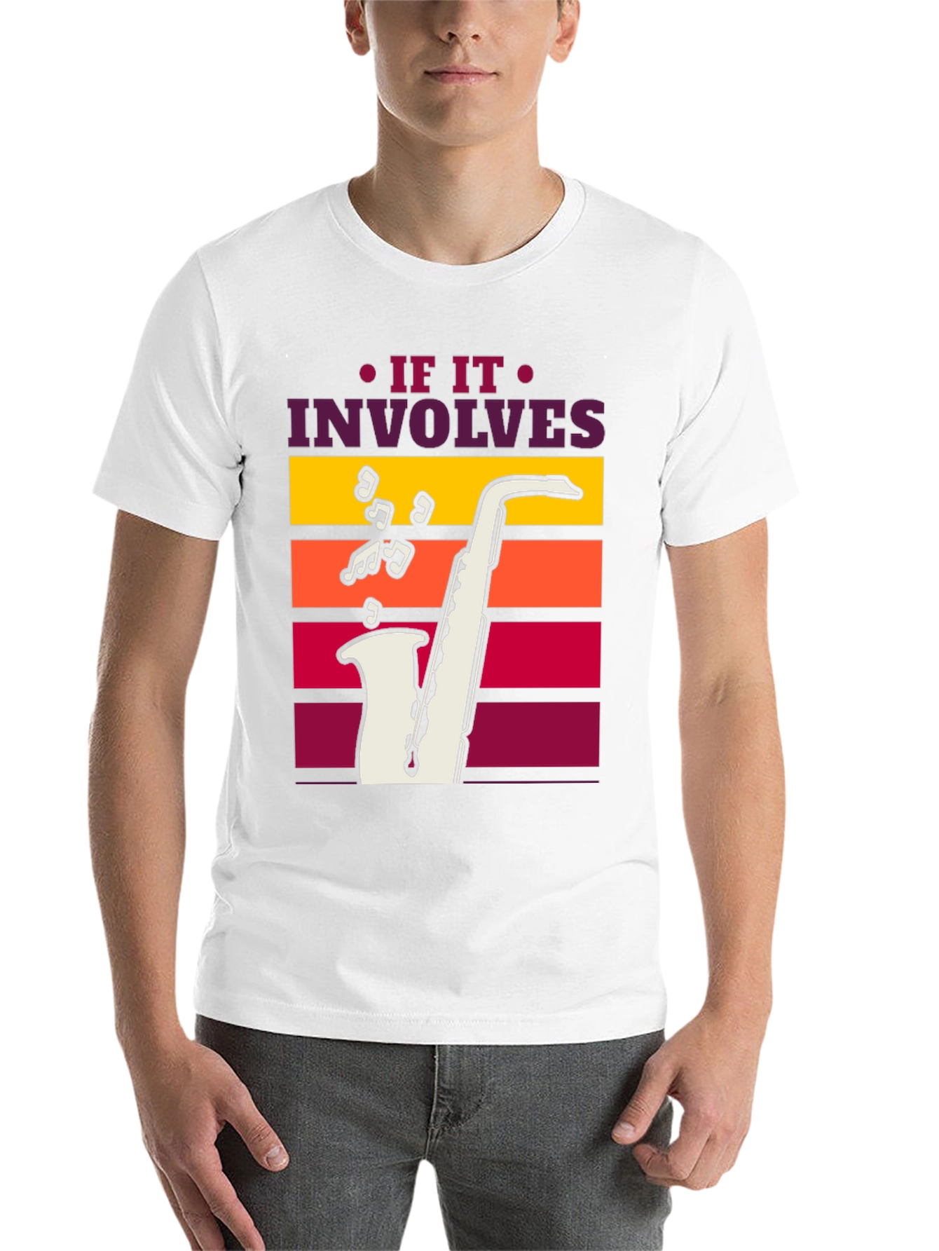 Black If It Involves Saxophone Black Graphic Tee view 14