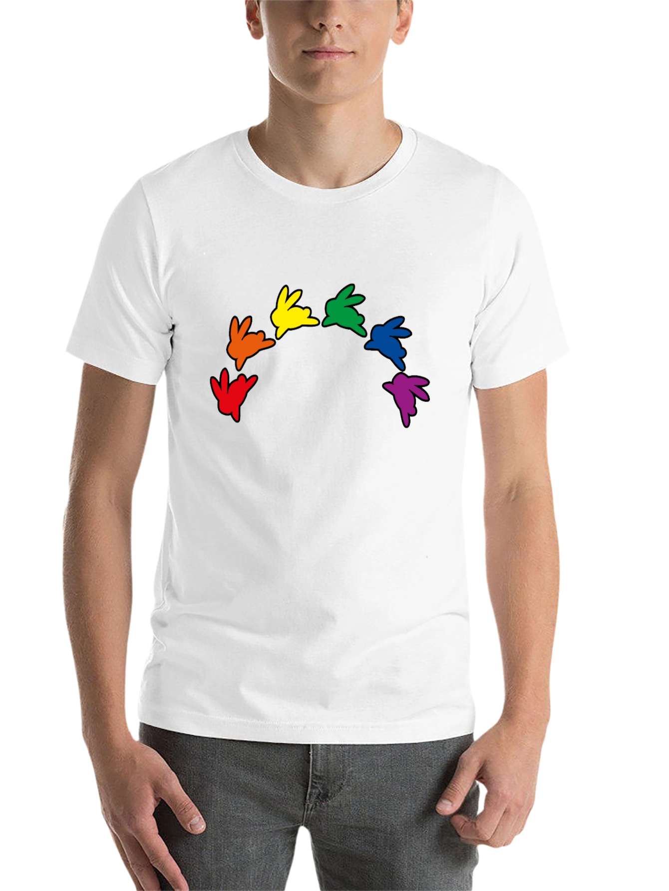 Black Rainbow Bunny Graphic Black T-Shirt view 14