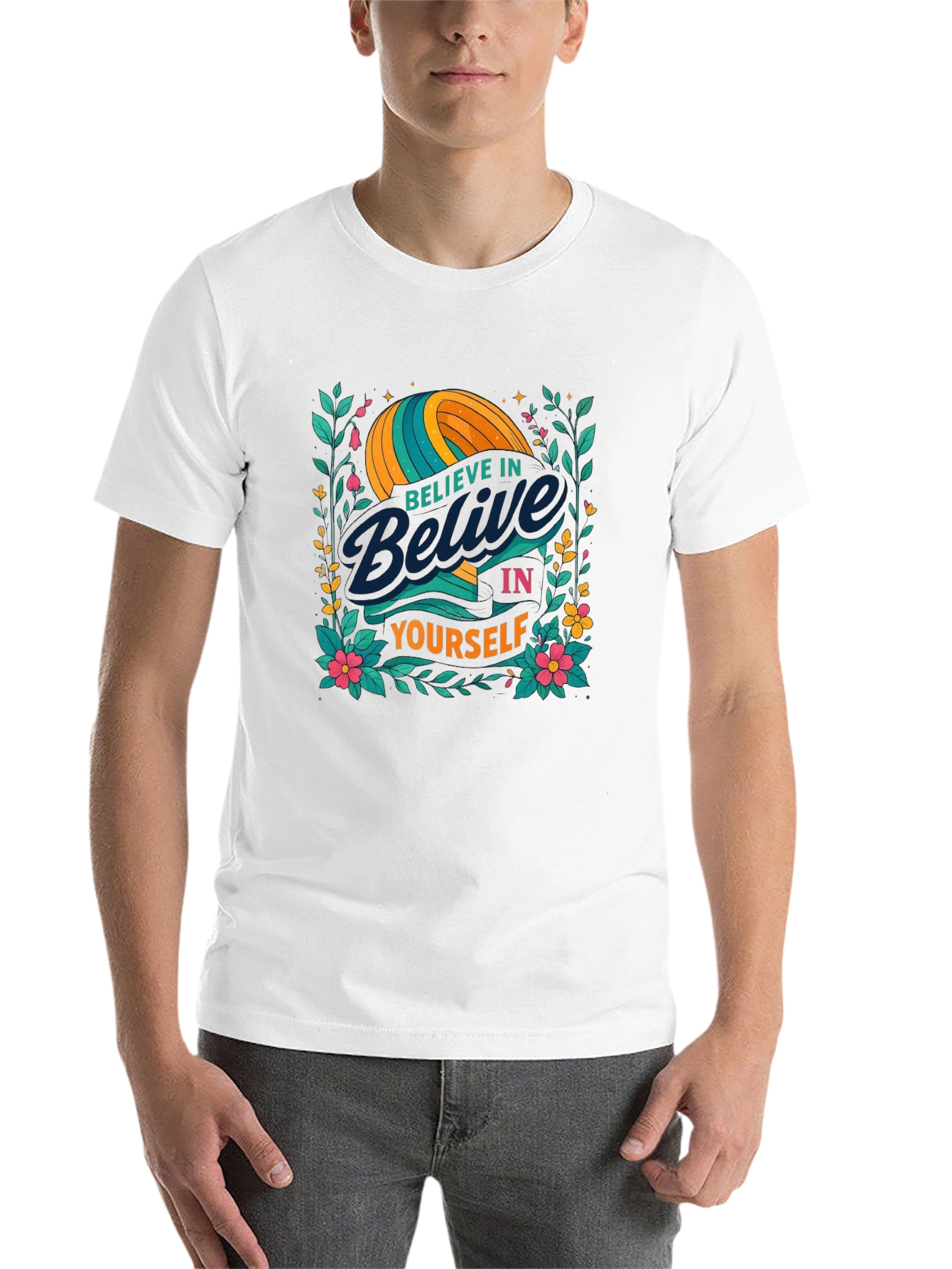 Black Believe In Yourself Graphic T-Shirt view 14