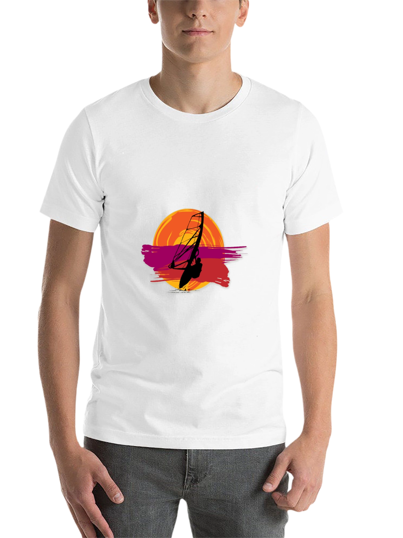 Black Sunset Windsurfer Graphic Tee view 14