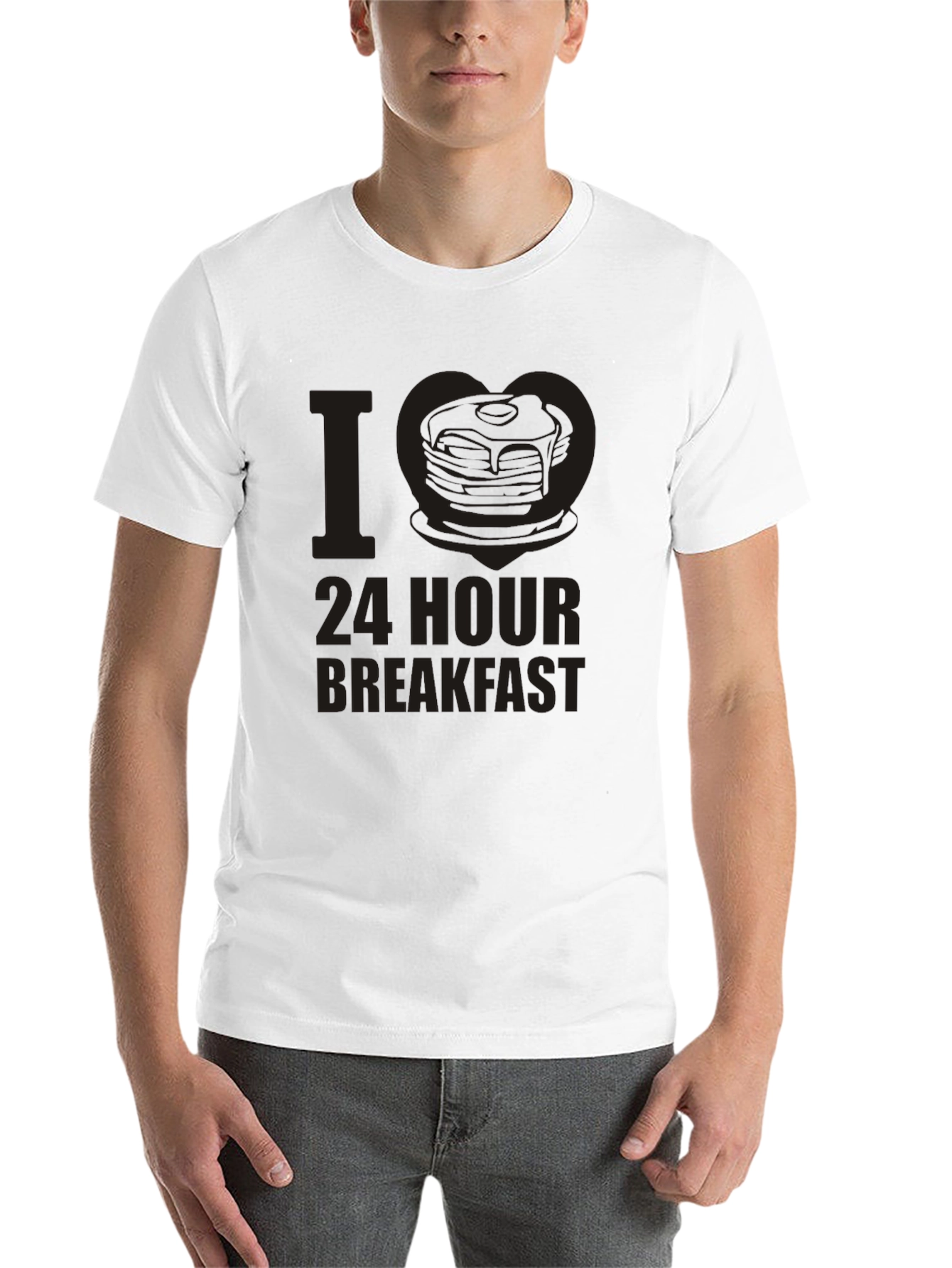 Black I Love 24 Hour Breakfast Black T-Shirt view 14