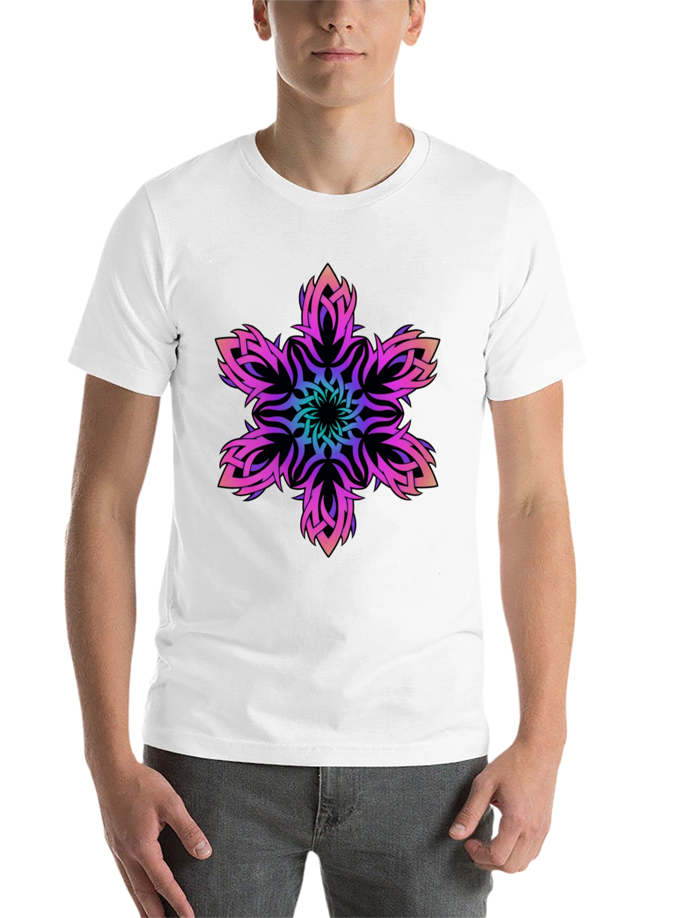 Black Tribal Mandala Graphic Black T-Shirt view 14