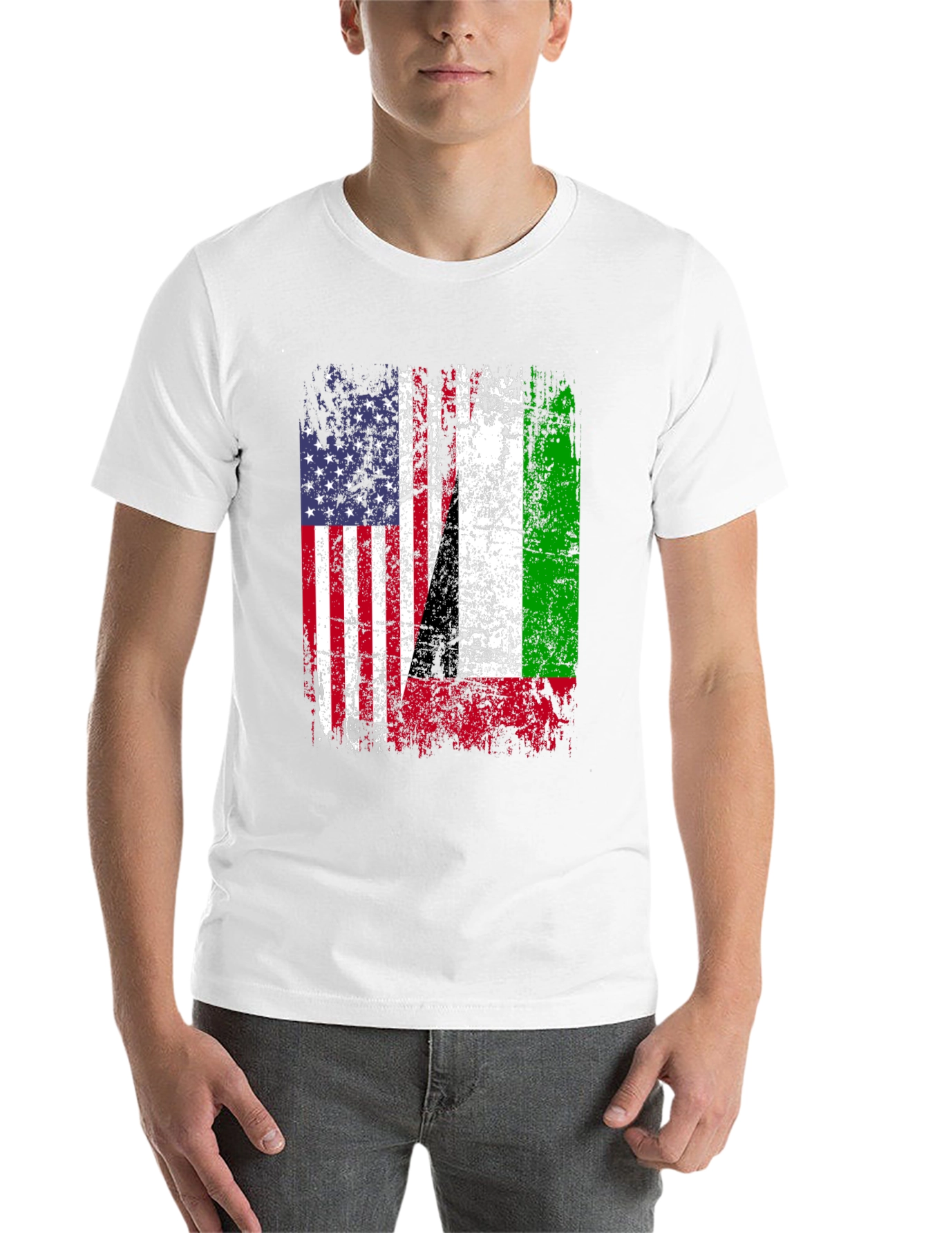 USA Italy Heritage Flag Graphic T-Shirt - 14