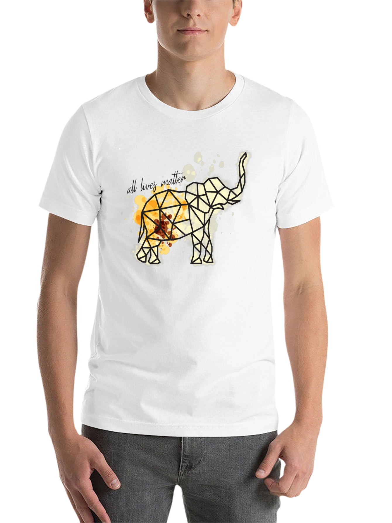 Black Geometric Elephant Graphic Tee - Modern Artistic Design view 14