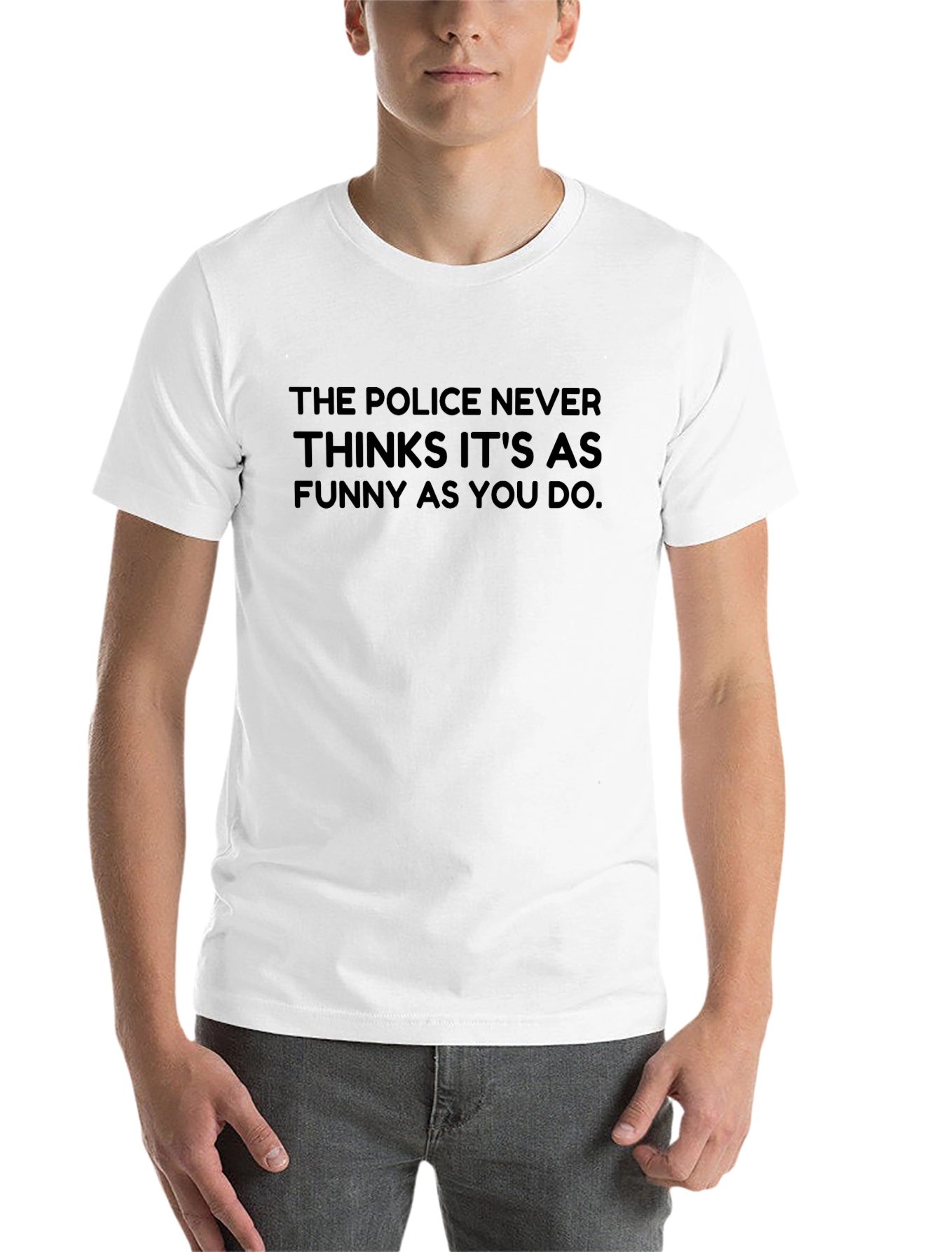 Black Funny Police Joke Black T-Shirt view 14