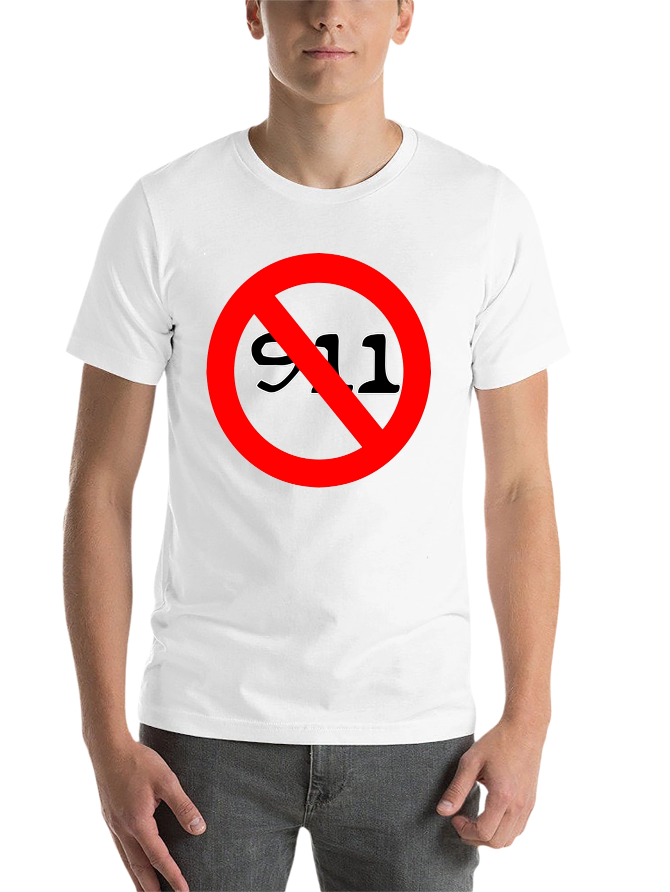 Black Anti 911 T-Shirt - Black Crew Neck Tee view 14