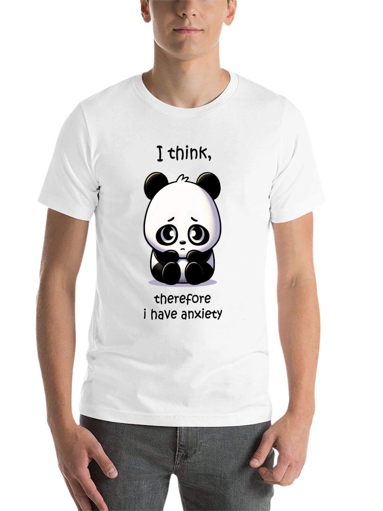 Black Anxiety Panda Graphic T-Shirt - Funny & Relatable! view 14