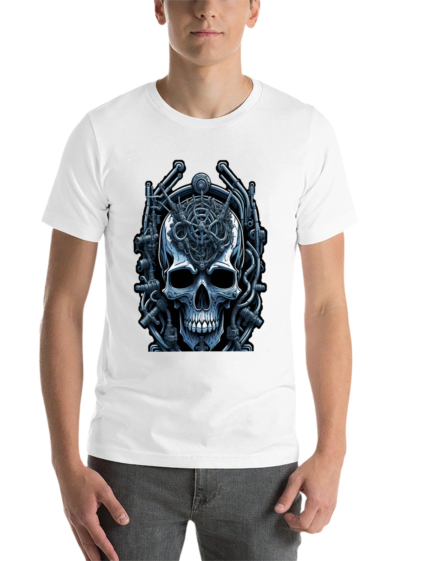 Black Steampunk Skull T-Shirt - Mechanical Mind view 14