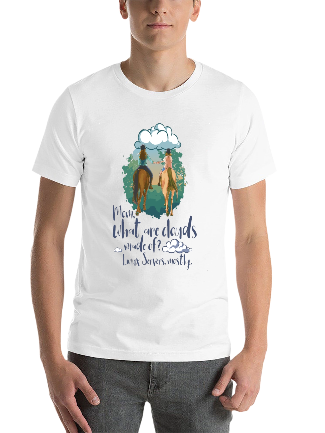 Black Equestrian 'What are Clouds Made Of?' T-Shirt view 14