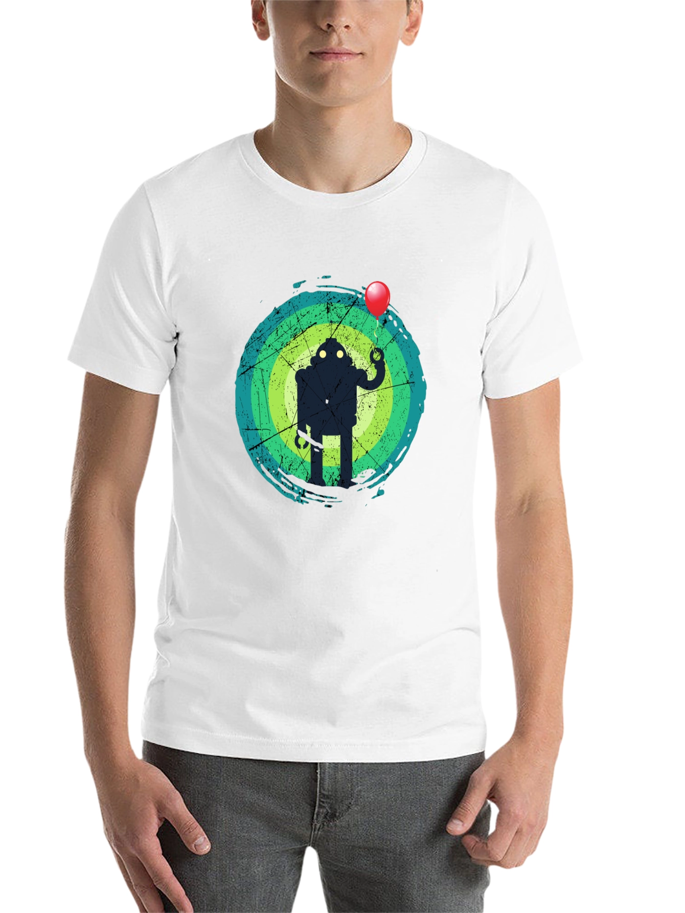 Black Robot Balloon Graphic Tee - Trendy Men's T-Shirt view 14