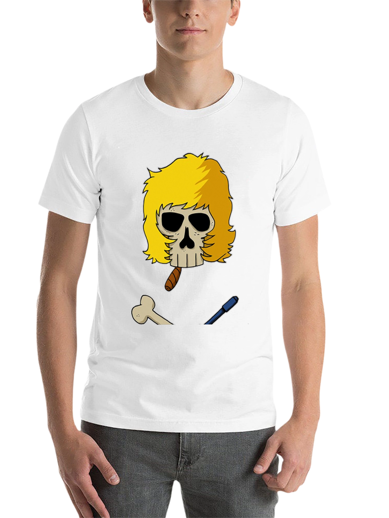 Black Skull with Blonde Wig T-Shirt view 14