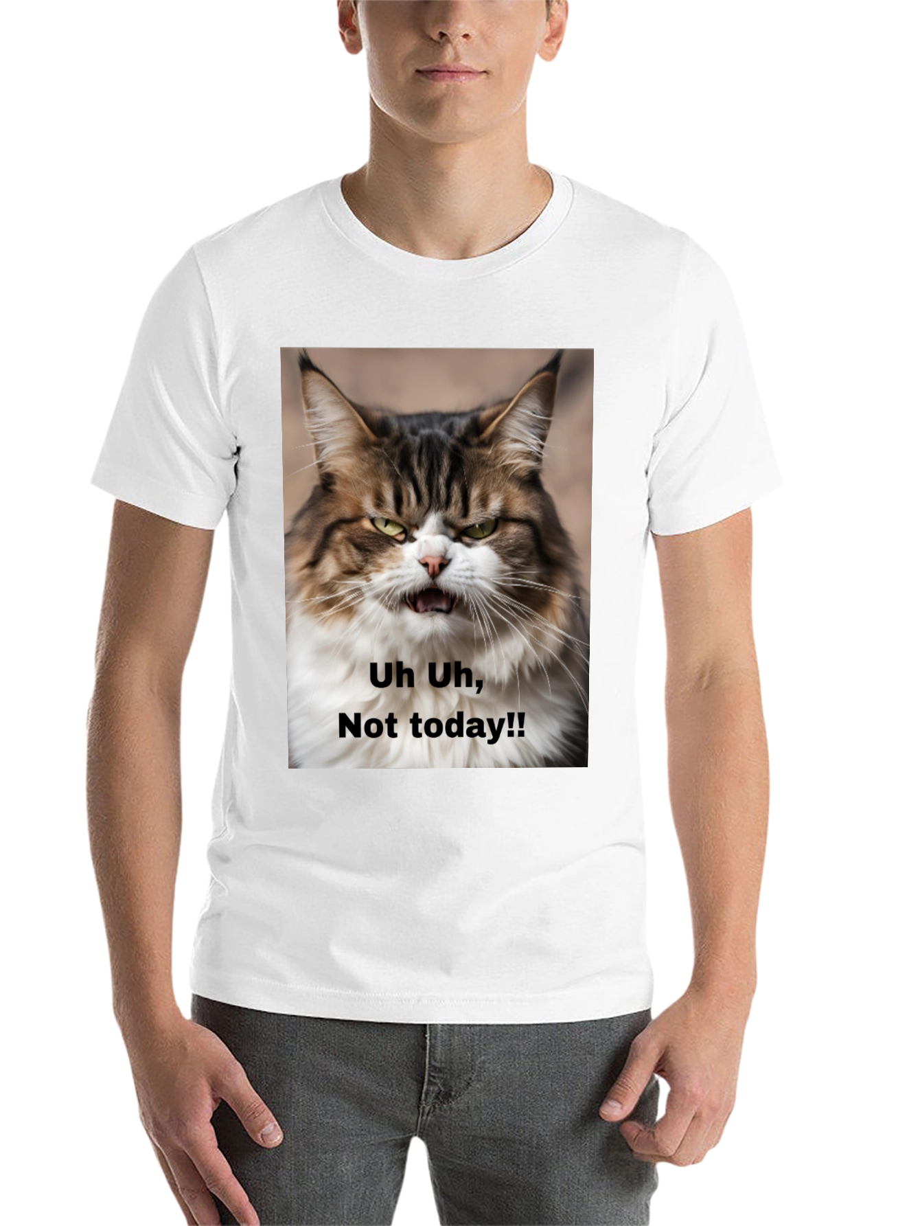 Black Grumpy Cat T-Shirt - "Not Today!" Unisex Black Tee view 14