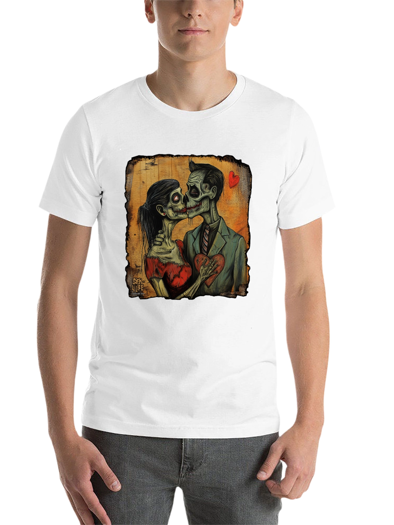 Black Zombie Love T-Shirt - Undead Romance Tee view 14