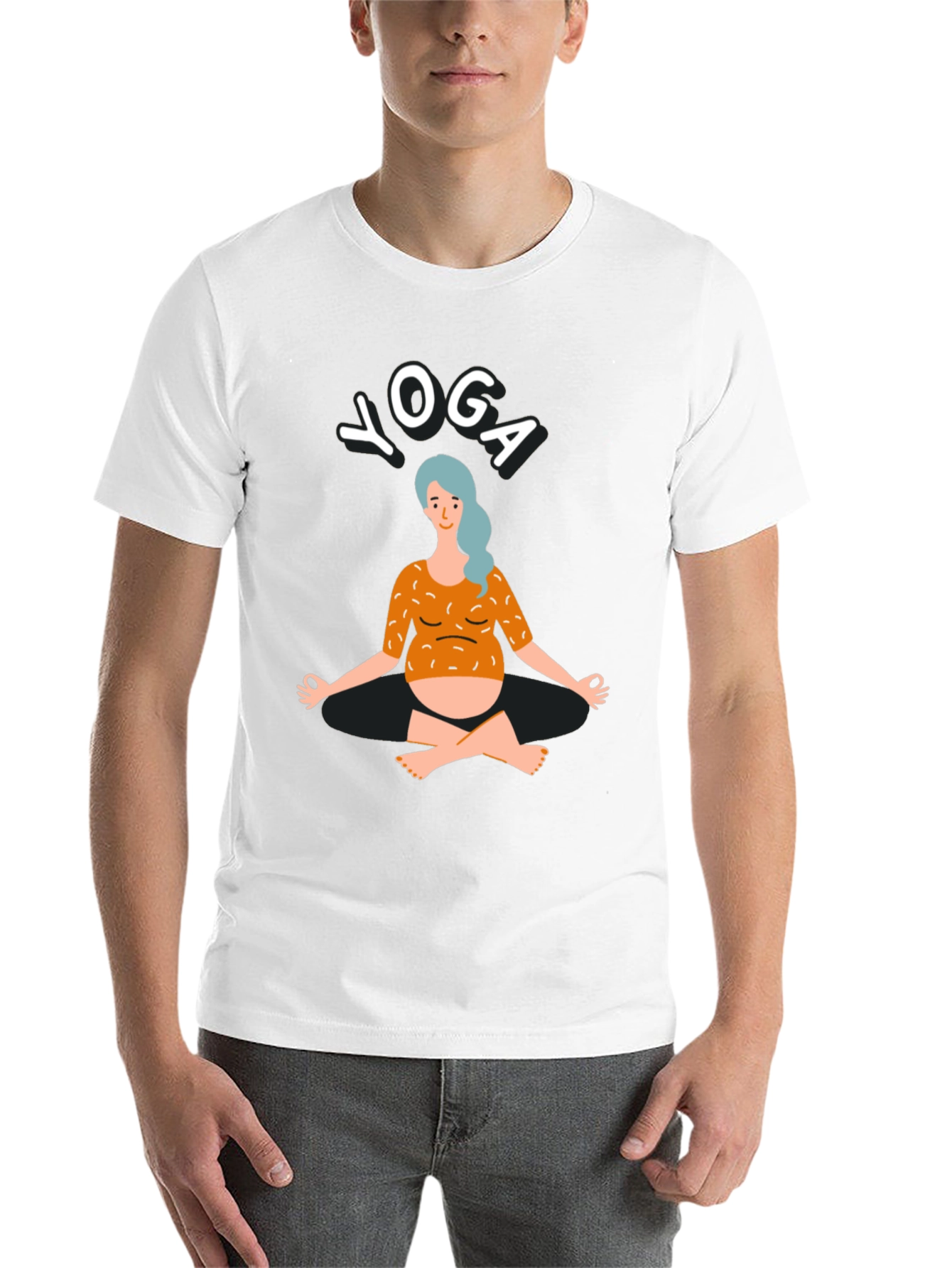 Black Yoga T-Shirt - Pregnant Woman Design view 14