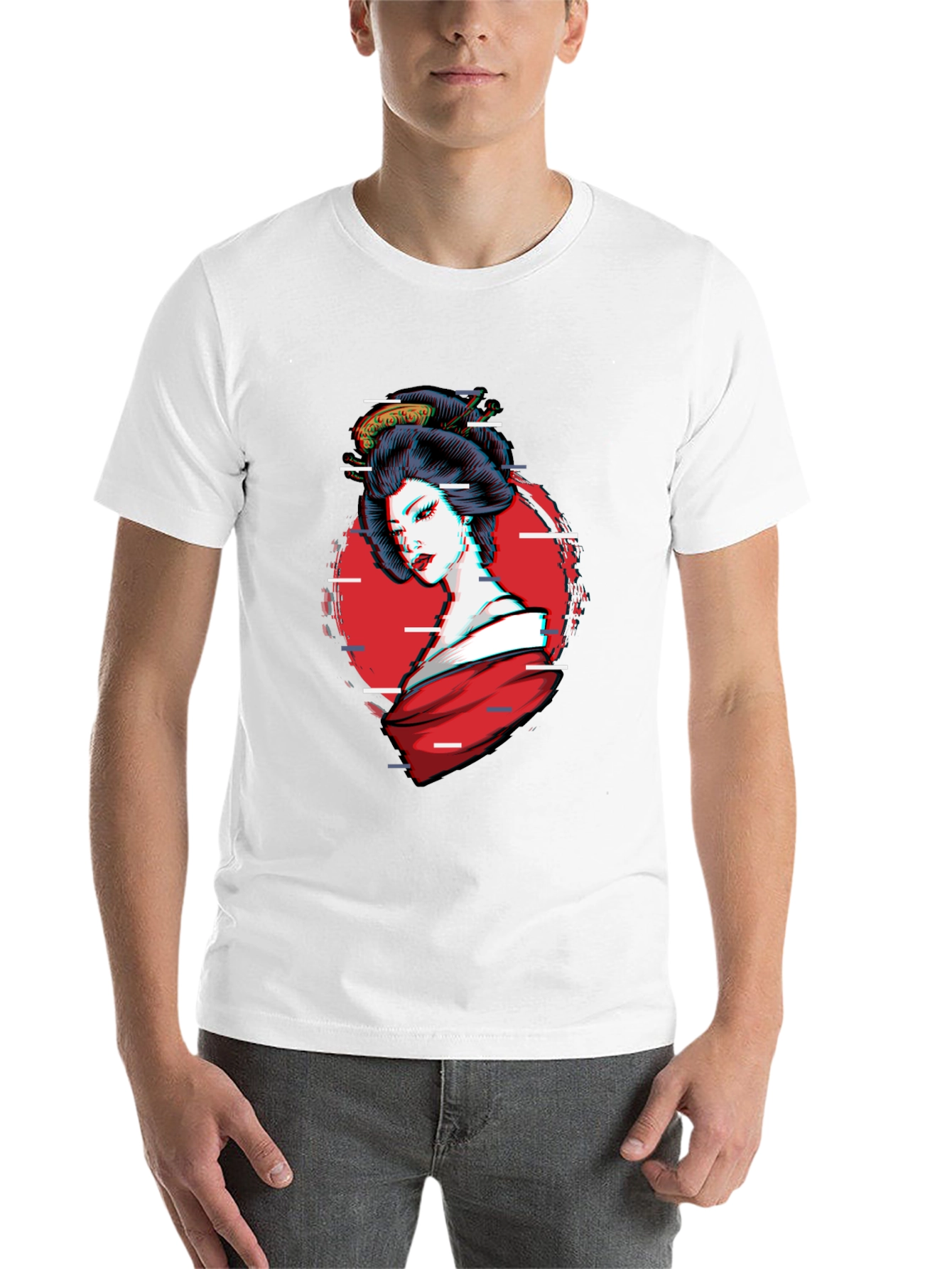 Black Geisha Glitch T-Shirt - Stylish Graphic Tee view 14