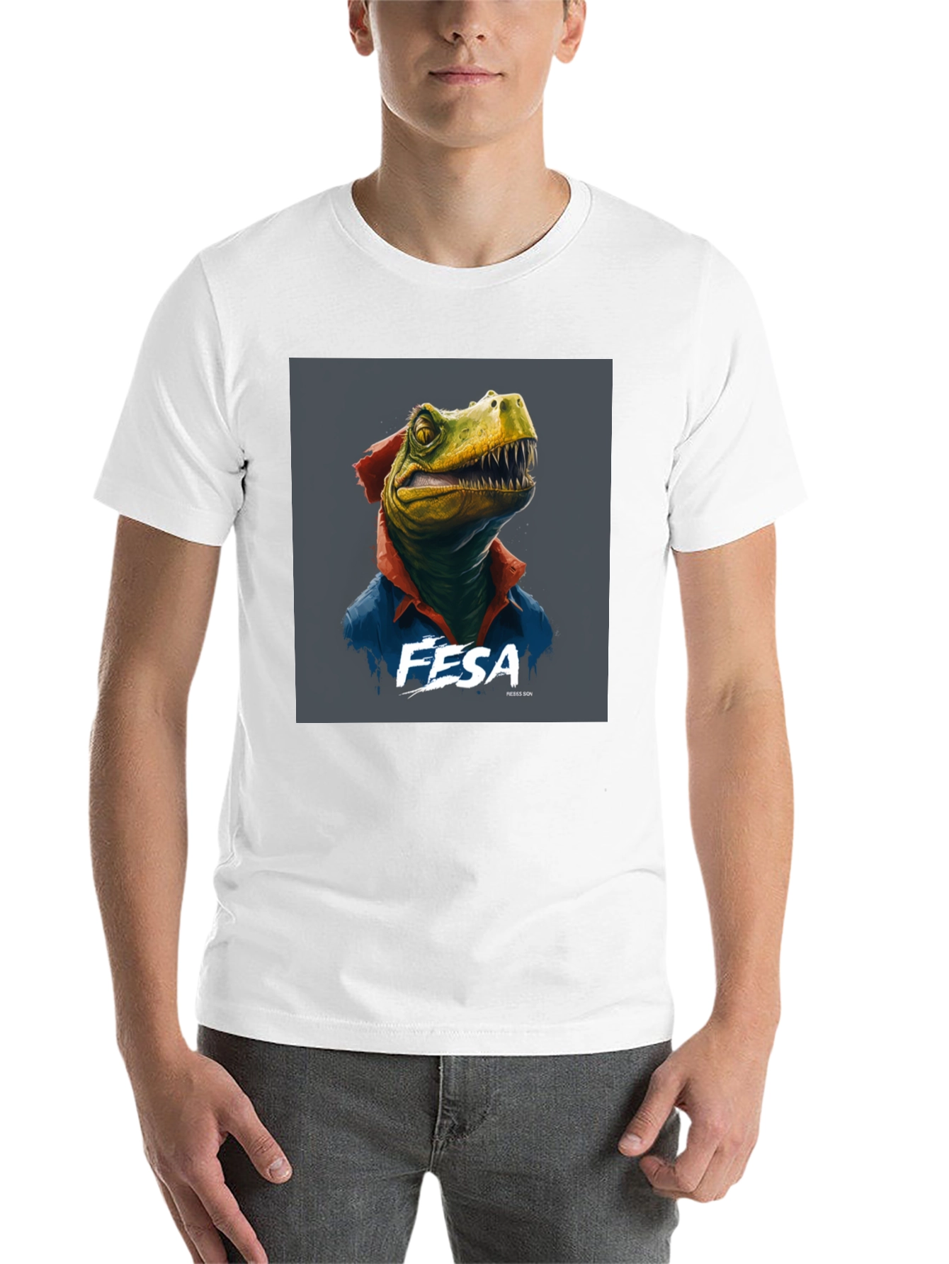 Black FESA Dinosaur Graphic Black T-Shirt view 14