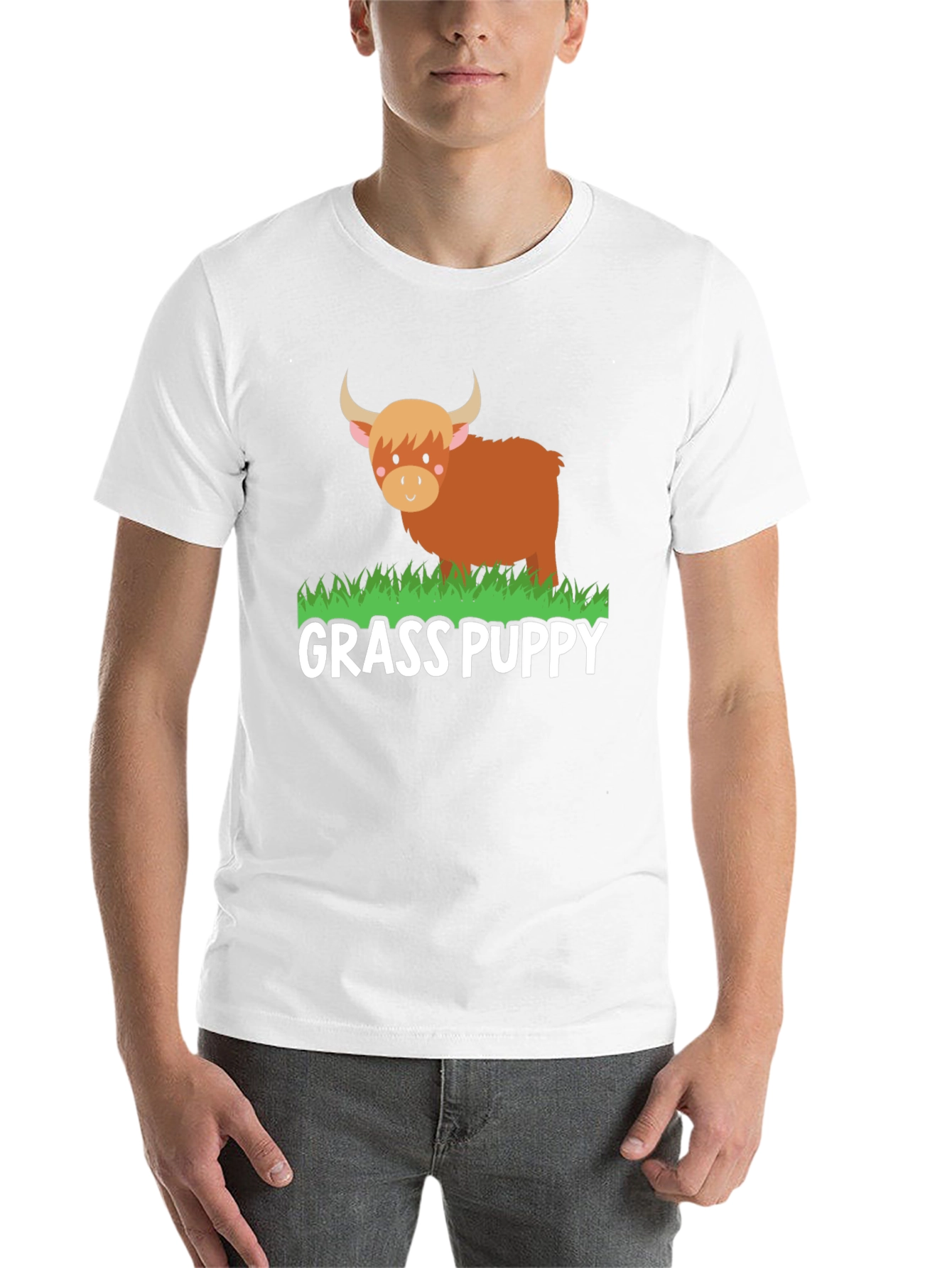 Black Grass Puppy Highland Cow Graphic Tee view 14