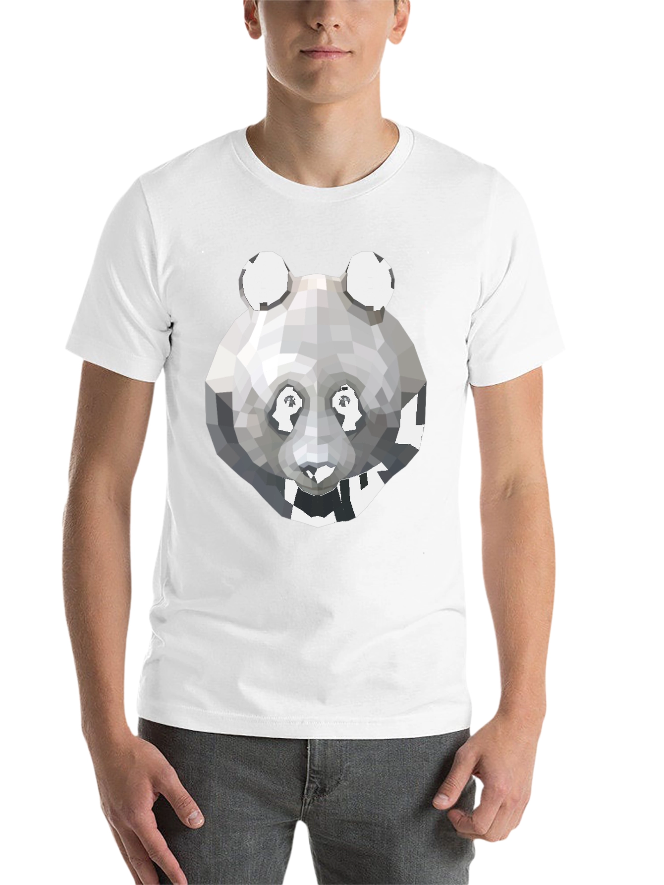Black Geometric Panda Graphic Tee - Modern Men's T-Shirt view 14