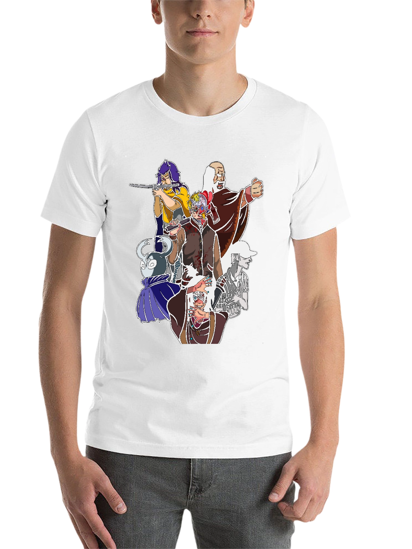 Black Unique Cartoon Graphic Print Black Tee view 14