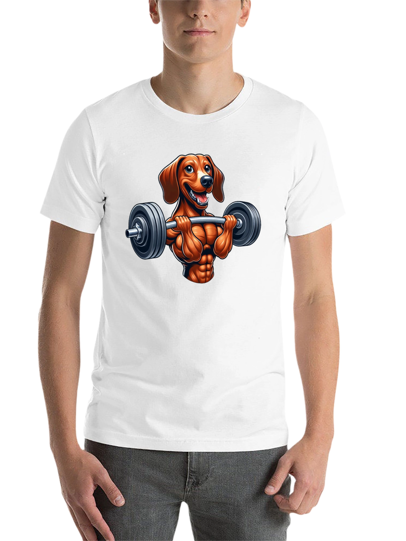 Black Dachshund Workout T-Shirt - Funny Dog Lifting Design view 14