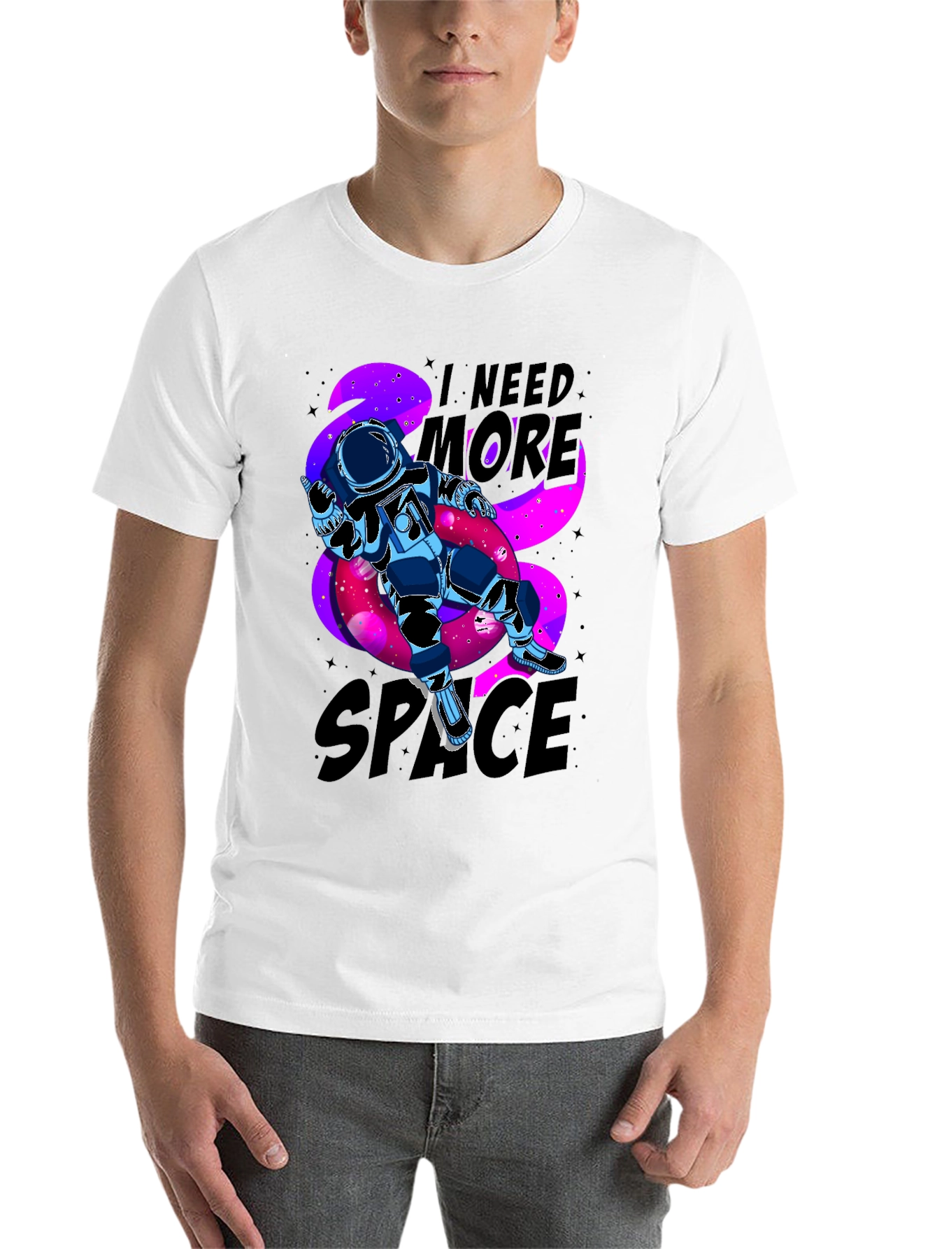 Black I Need More Space Astronaut Graphic T-Shirt view 14