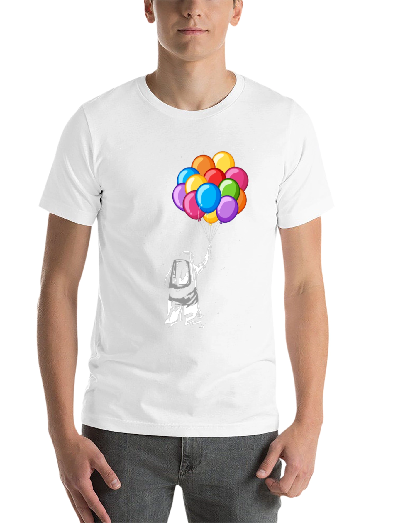 Black Astronaut Holding Balloons Graphic T-Shirt view 14