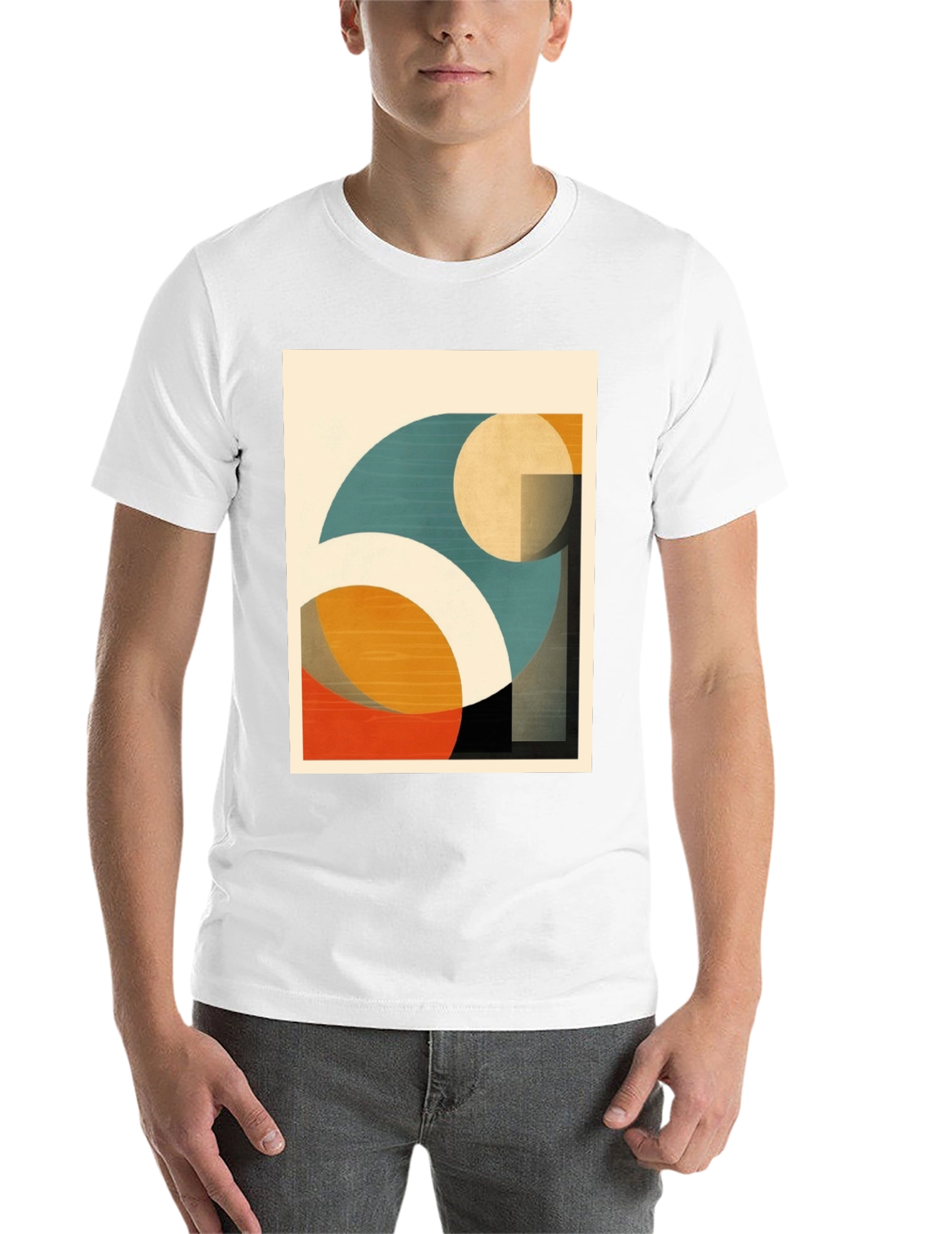 Black Geometric Art T-Shirt: Modern Abstract Design view 14