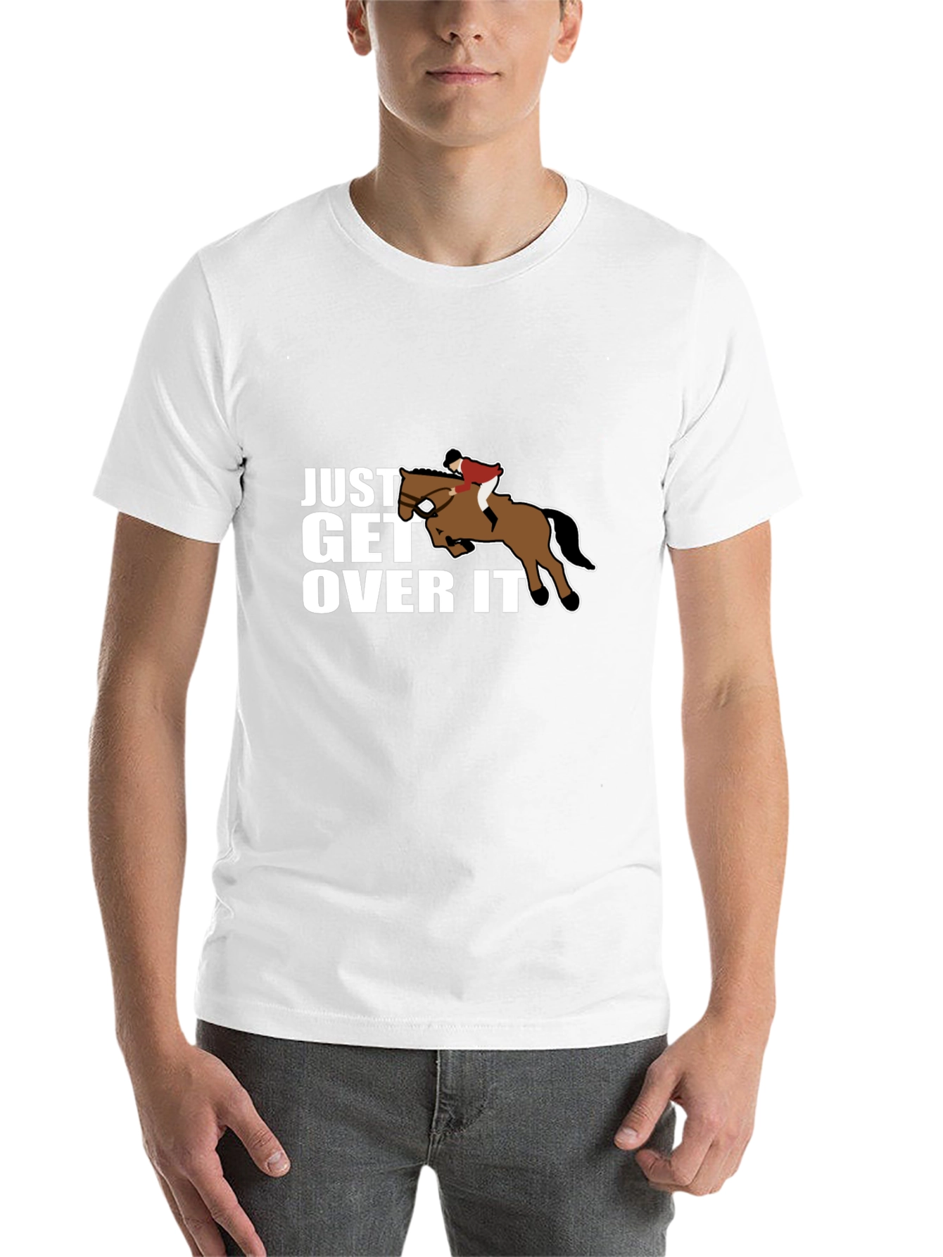 Black Just Get Over It Horse Riding Graphic Tee view 14