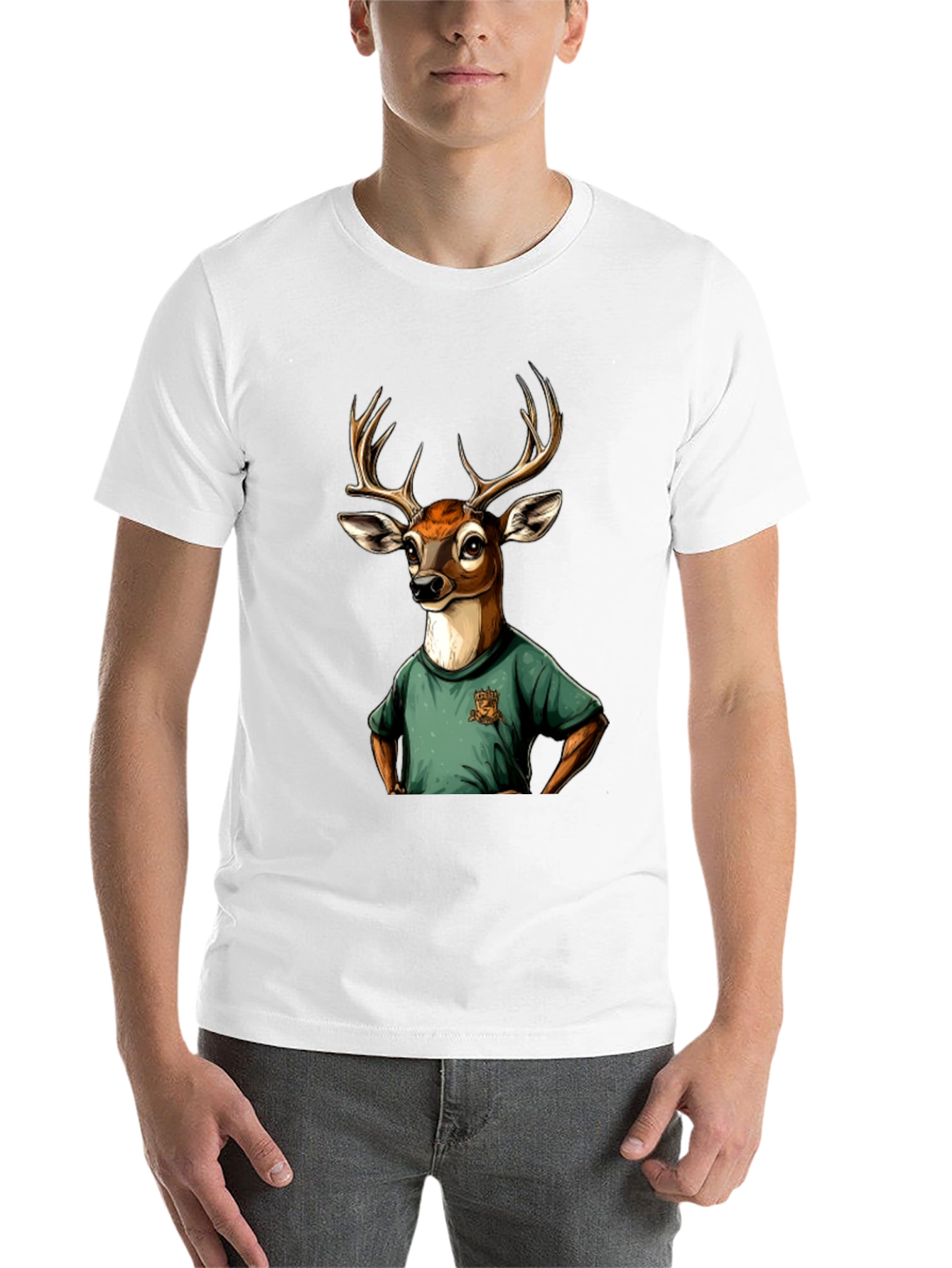 Black Deer T-Shirt - Novelty Animal Graphic Tee view 14