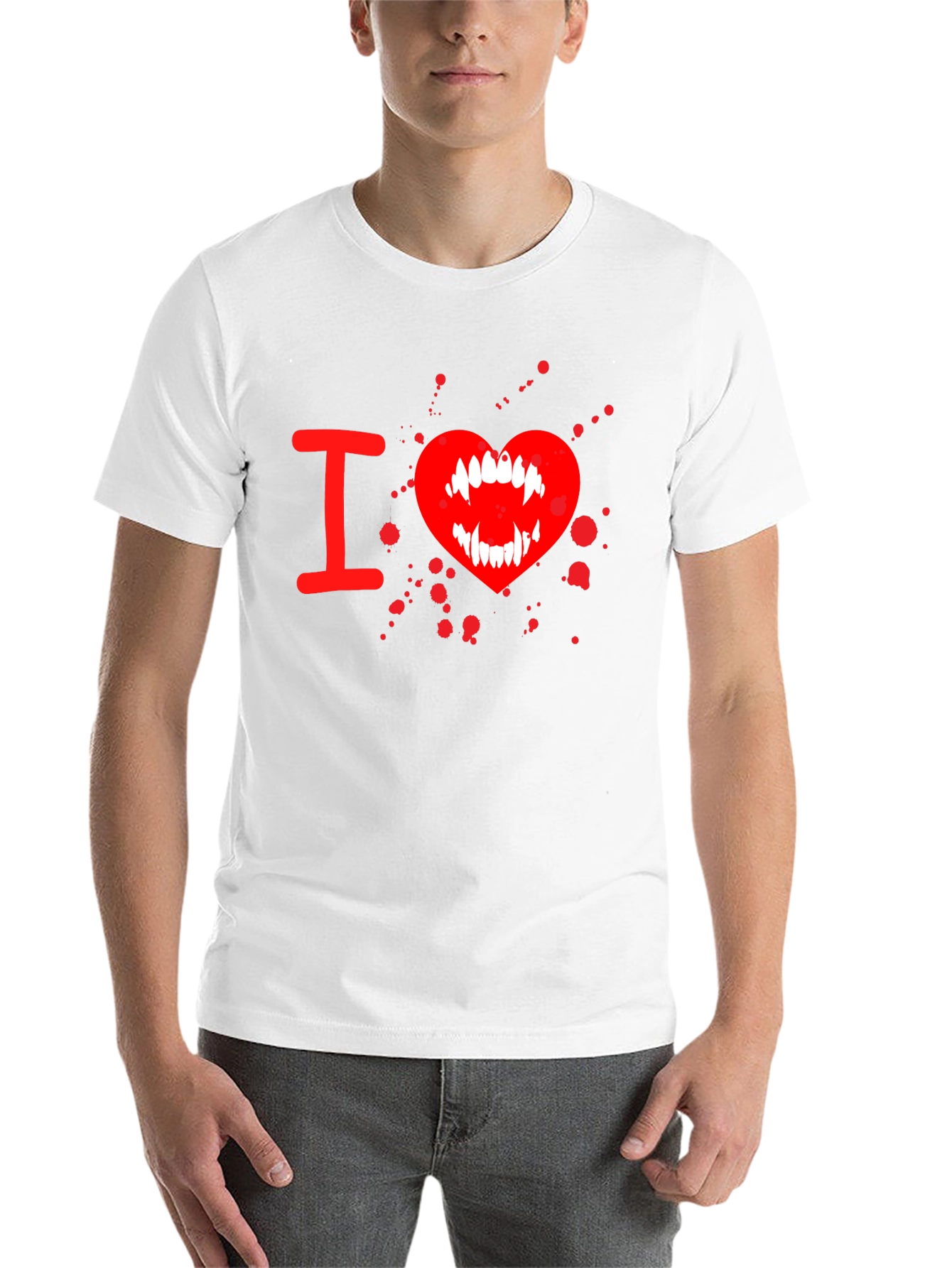 Black I Heart Vampire Fangs Tee - Black Cotton Graphic T-Shirt view 14