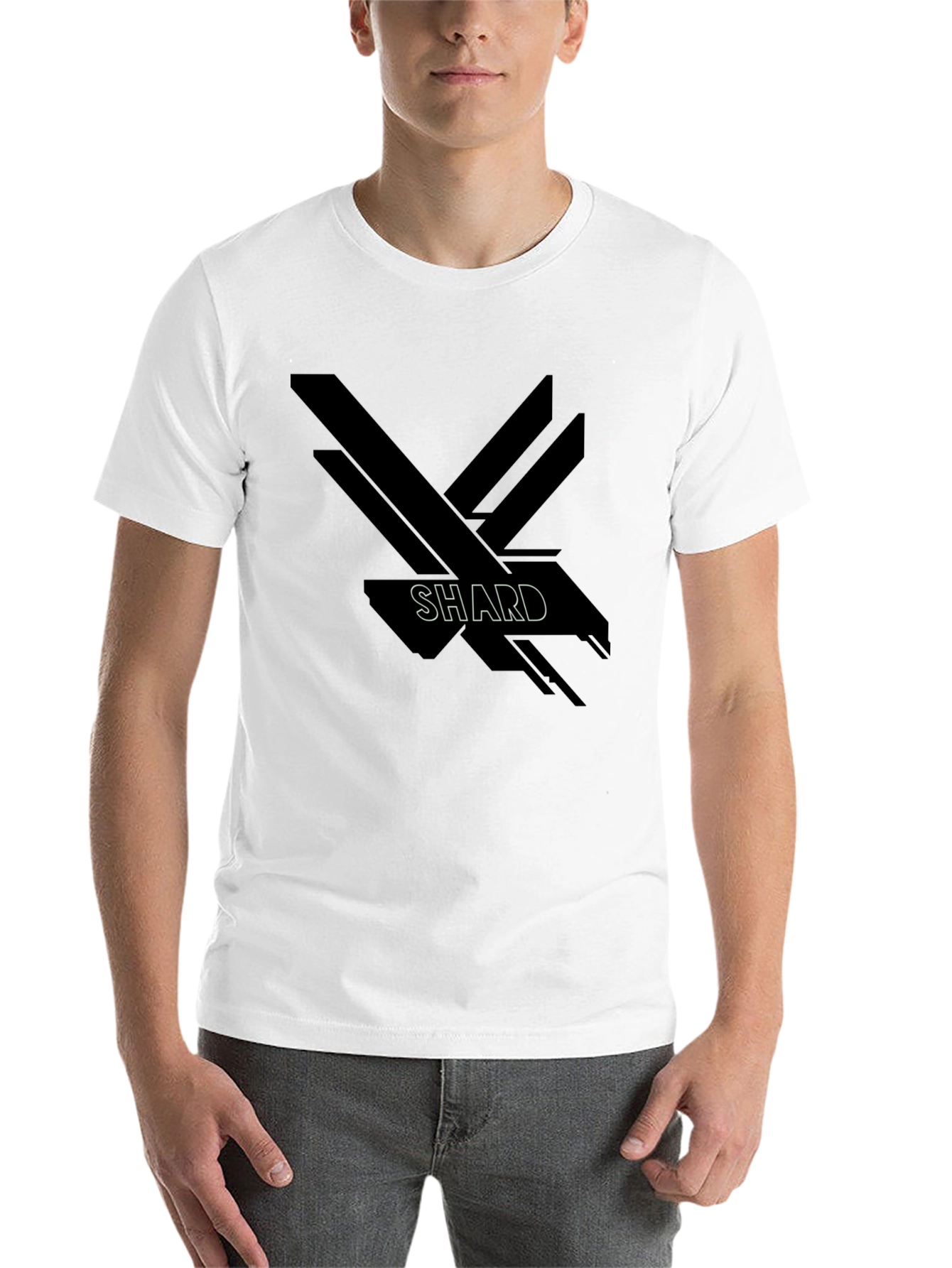 Black Abstract Shard Design Black Graphic T-Shirt view 14
