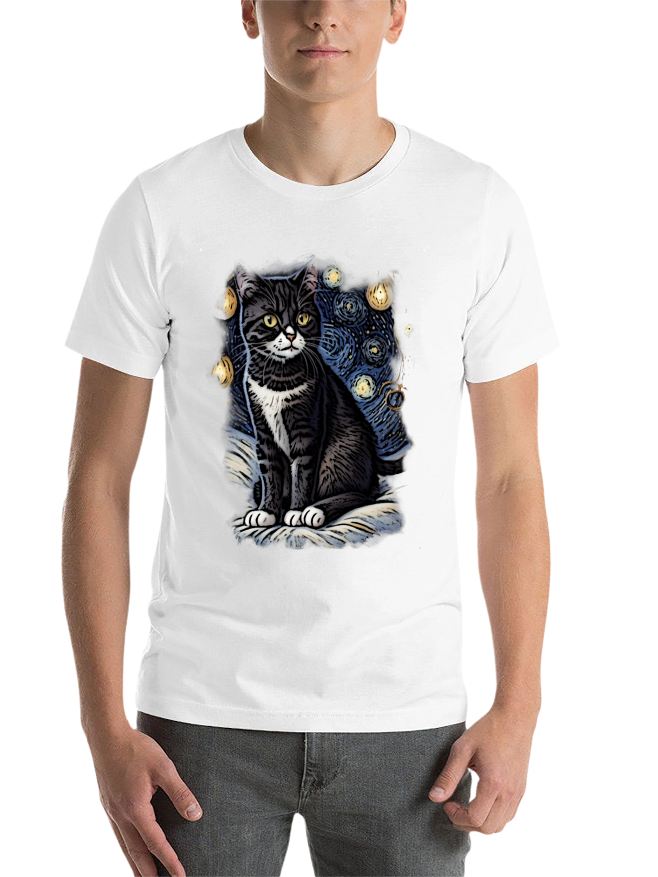 Black Starry Cat T-Shirt view 14