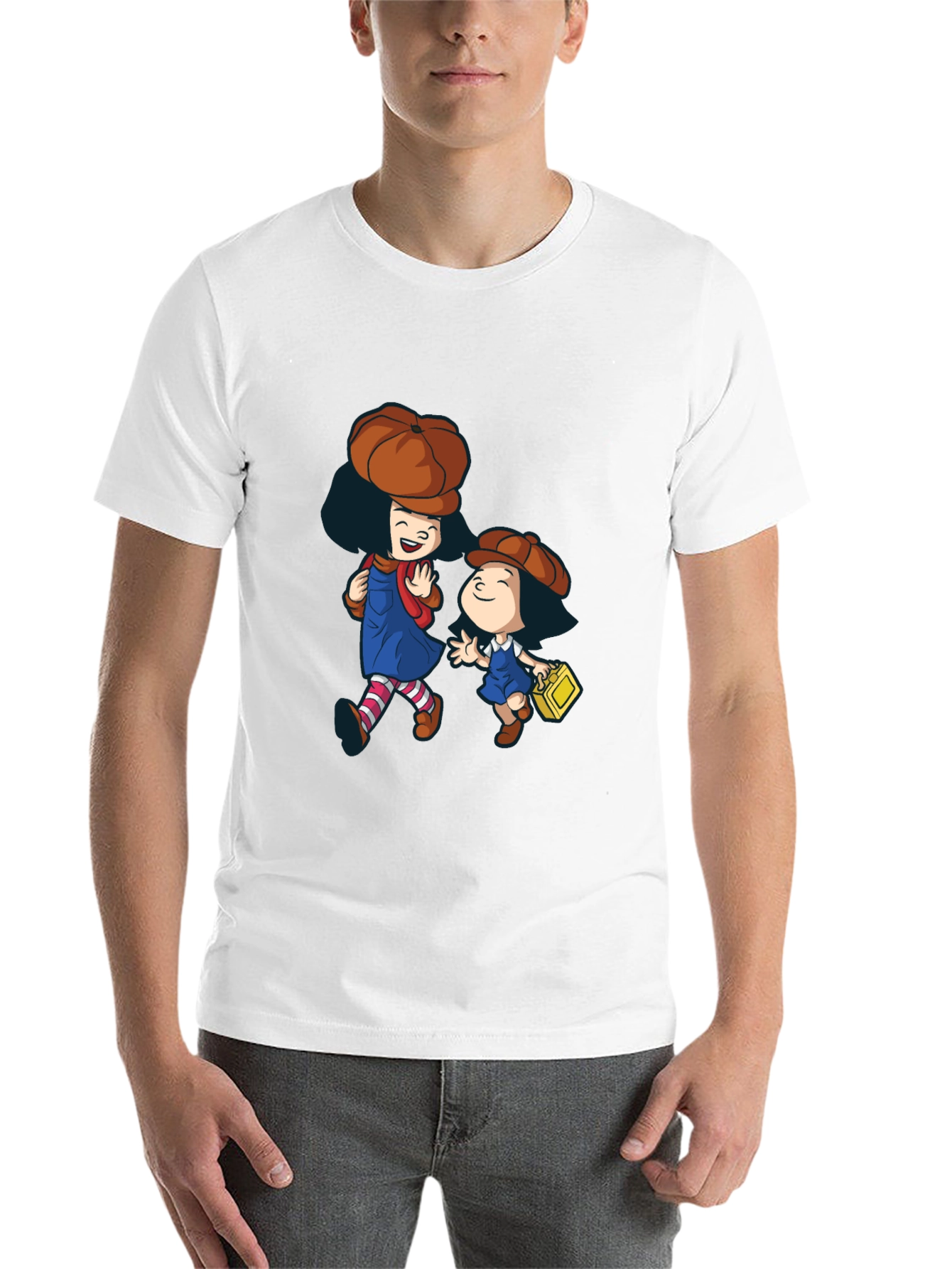 Black Cartoon Character Graphic Print Black T-Shirt view 14