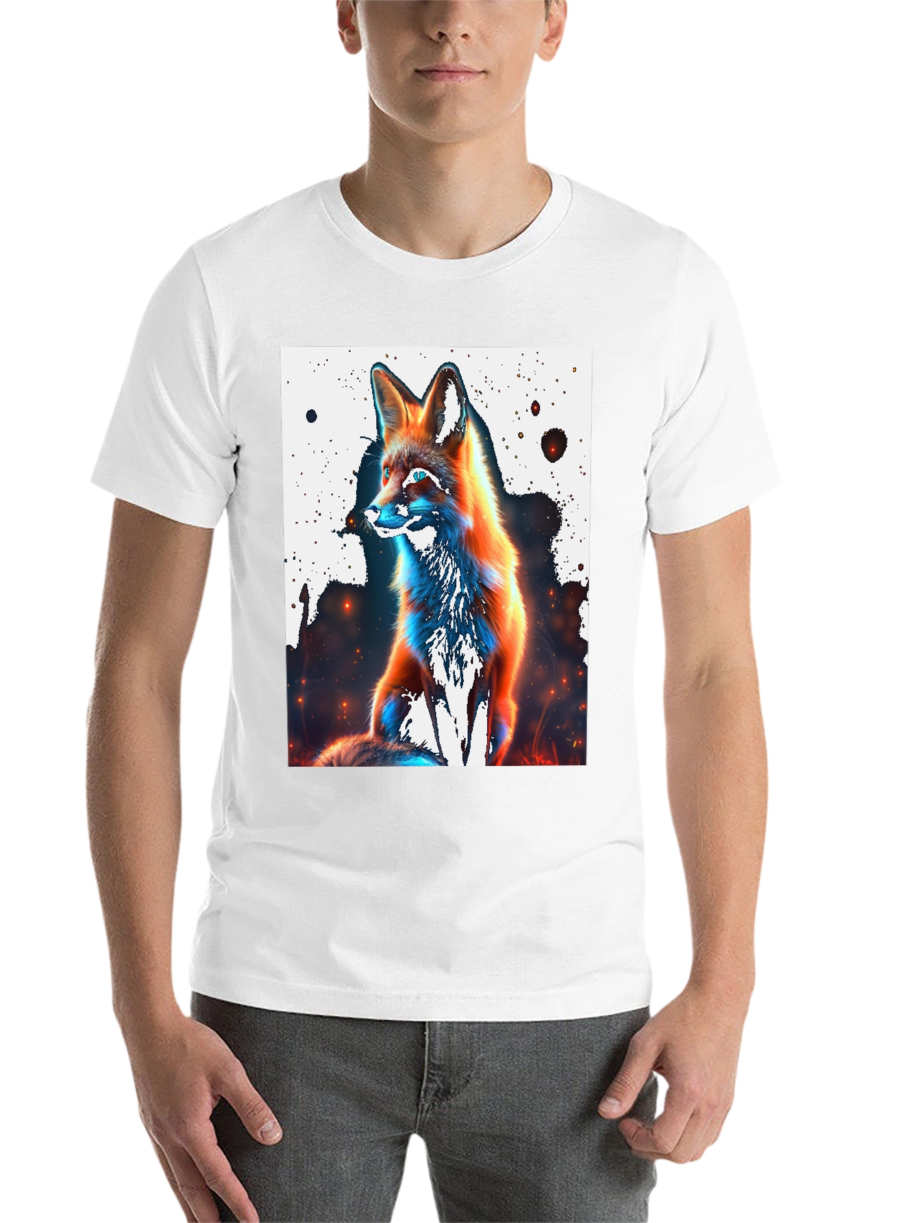 Black Cool Fox Graphic Tee - Stylish Men's Black T-Shirt view 14