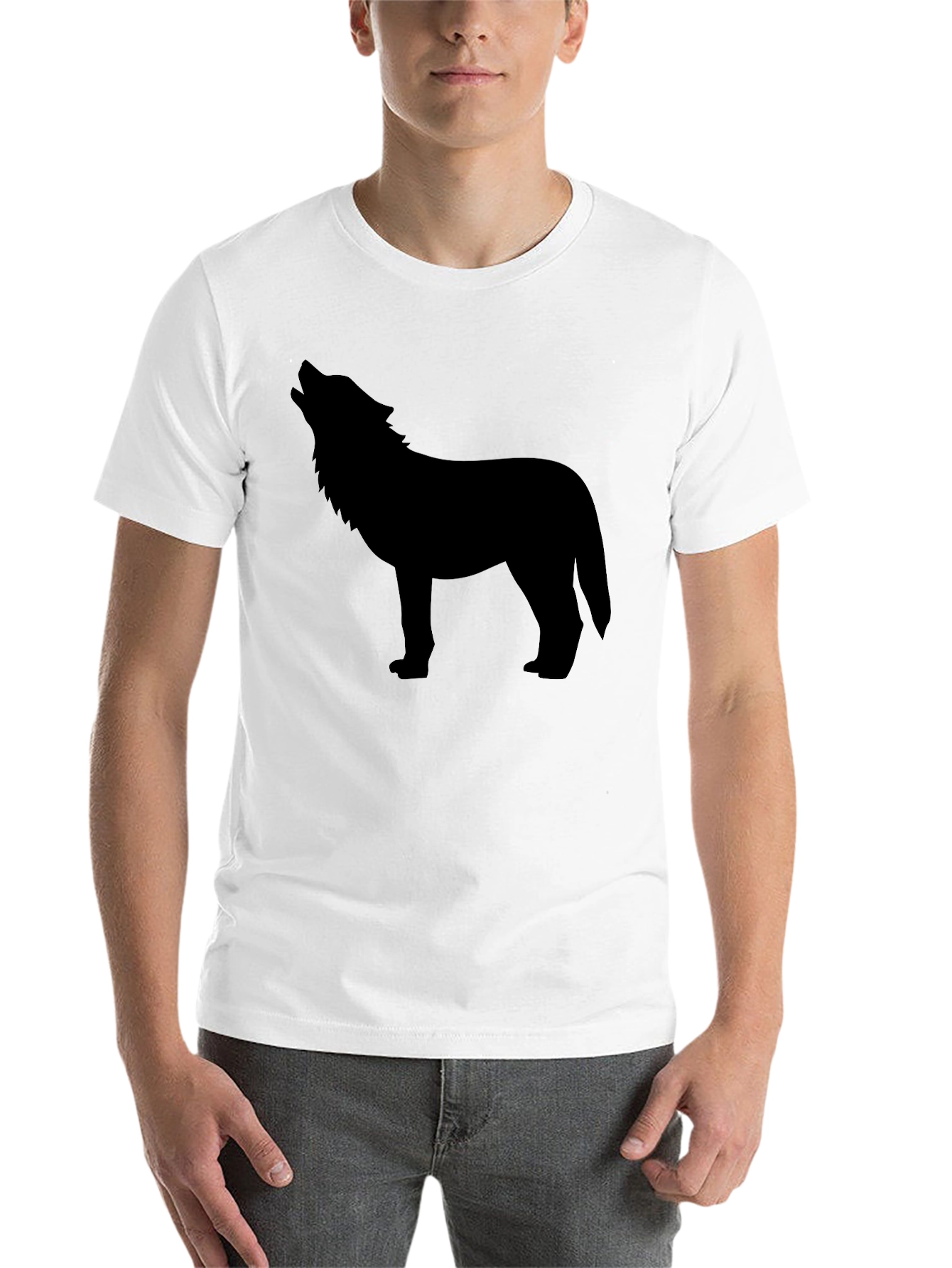 Black Wolf Silhouette Black Graphic Tee view 14