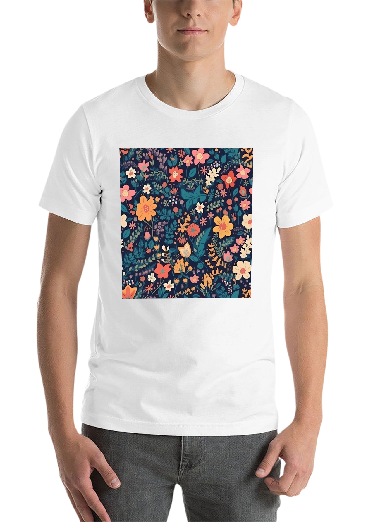 Black Floral Print Black T-Shirt view 14