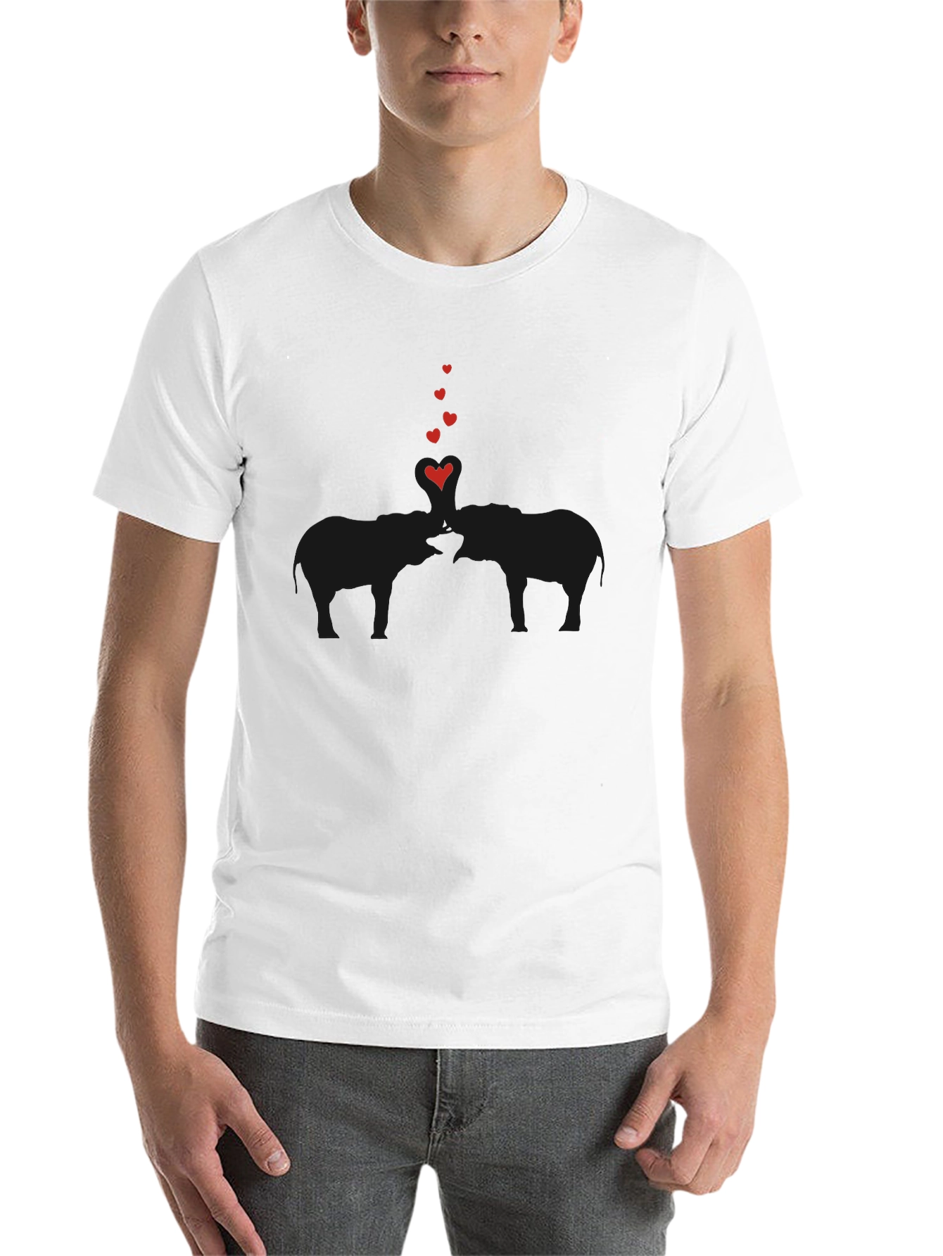 Black Elephant Love Tee - Soft Black Cotton Graphic T-Shirt view 14