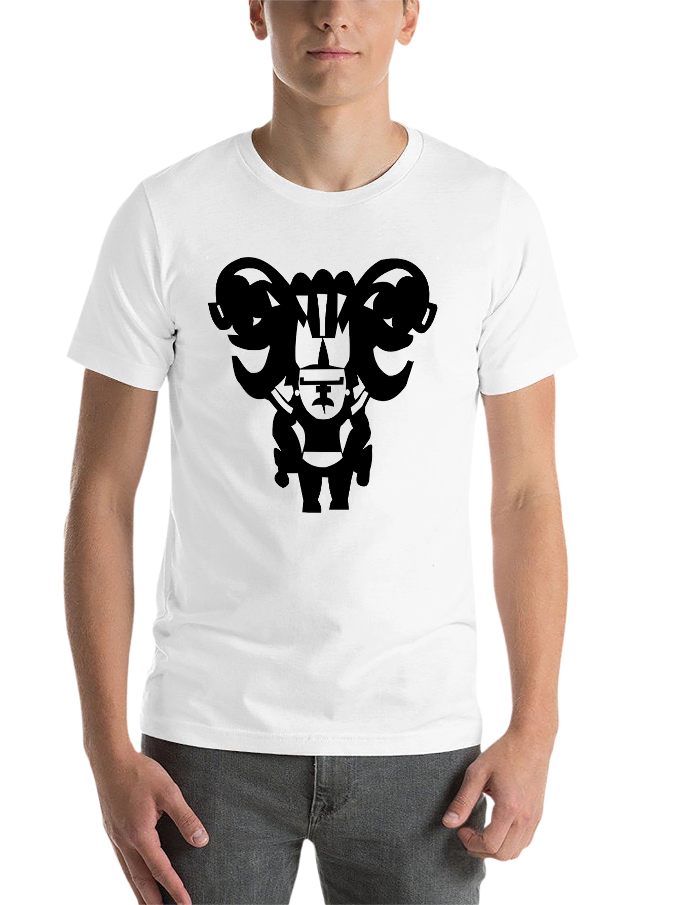 Black Tribal Art Graphic Black T-Shirt view 14