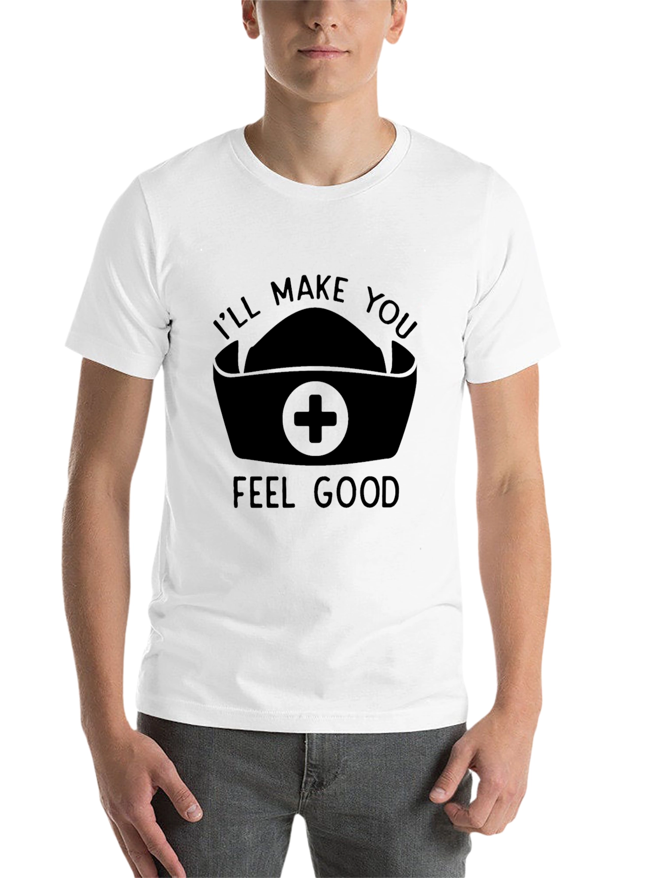 Black Nurse Humor Graphic T-Shirt - I'll Make You Feel Good view 14