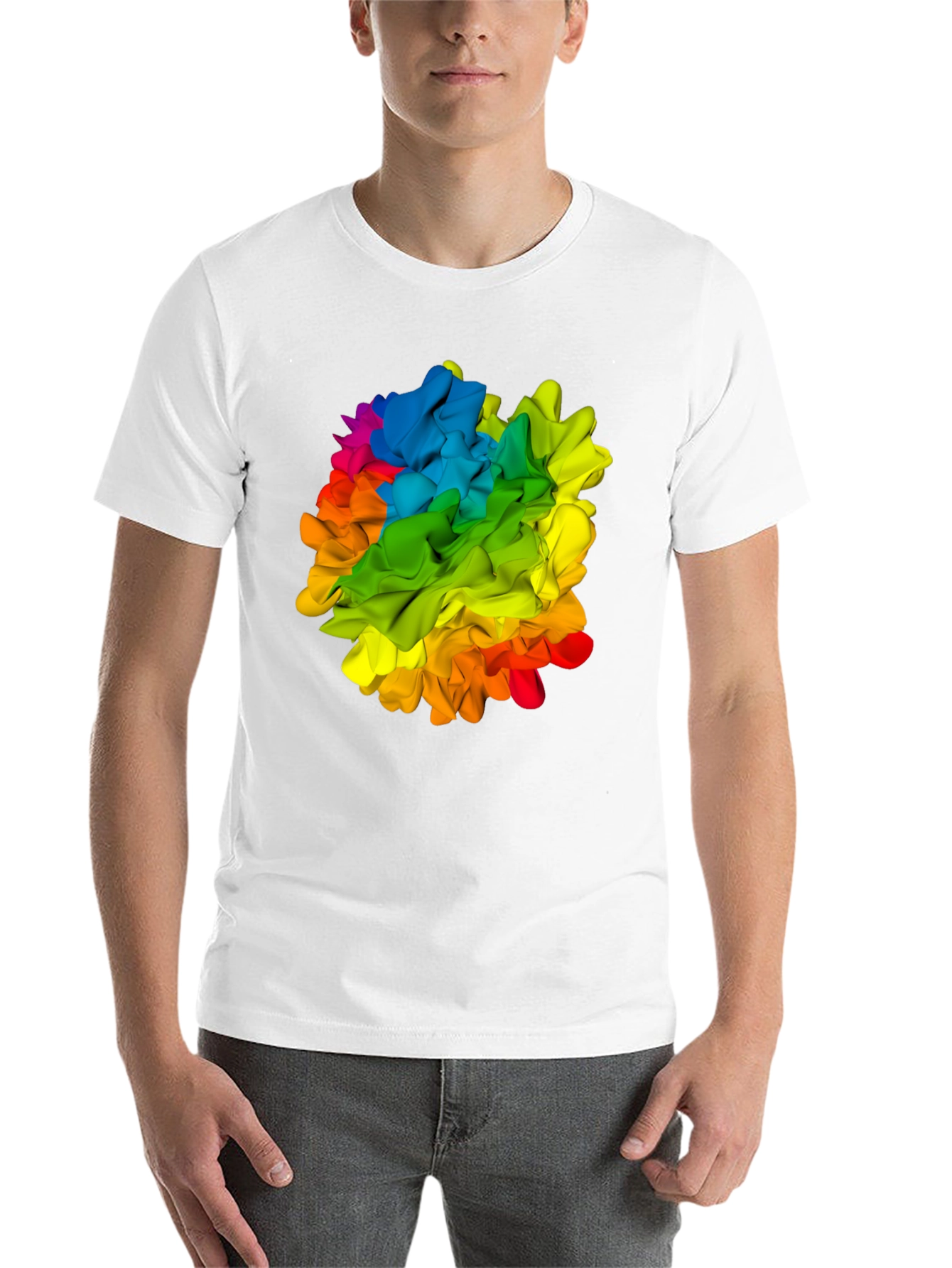 Black Rainbow Swirl Graphic Tee - Colorful Abstract Design view 14