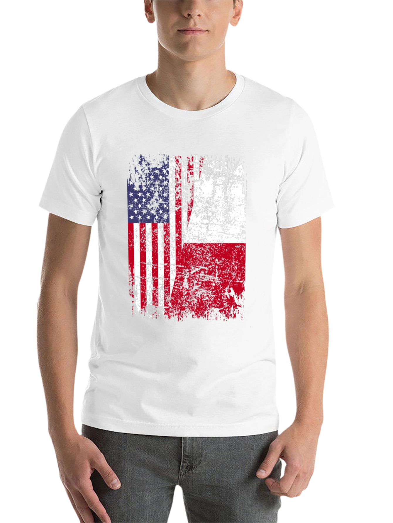Black USA & Poland Flag T-Shirt view 14