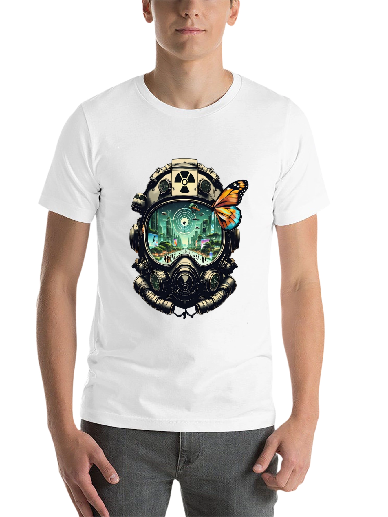 Gas Mask Cityscape Graphic Tee - 14