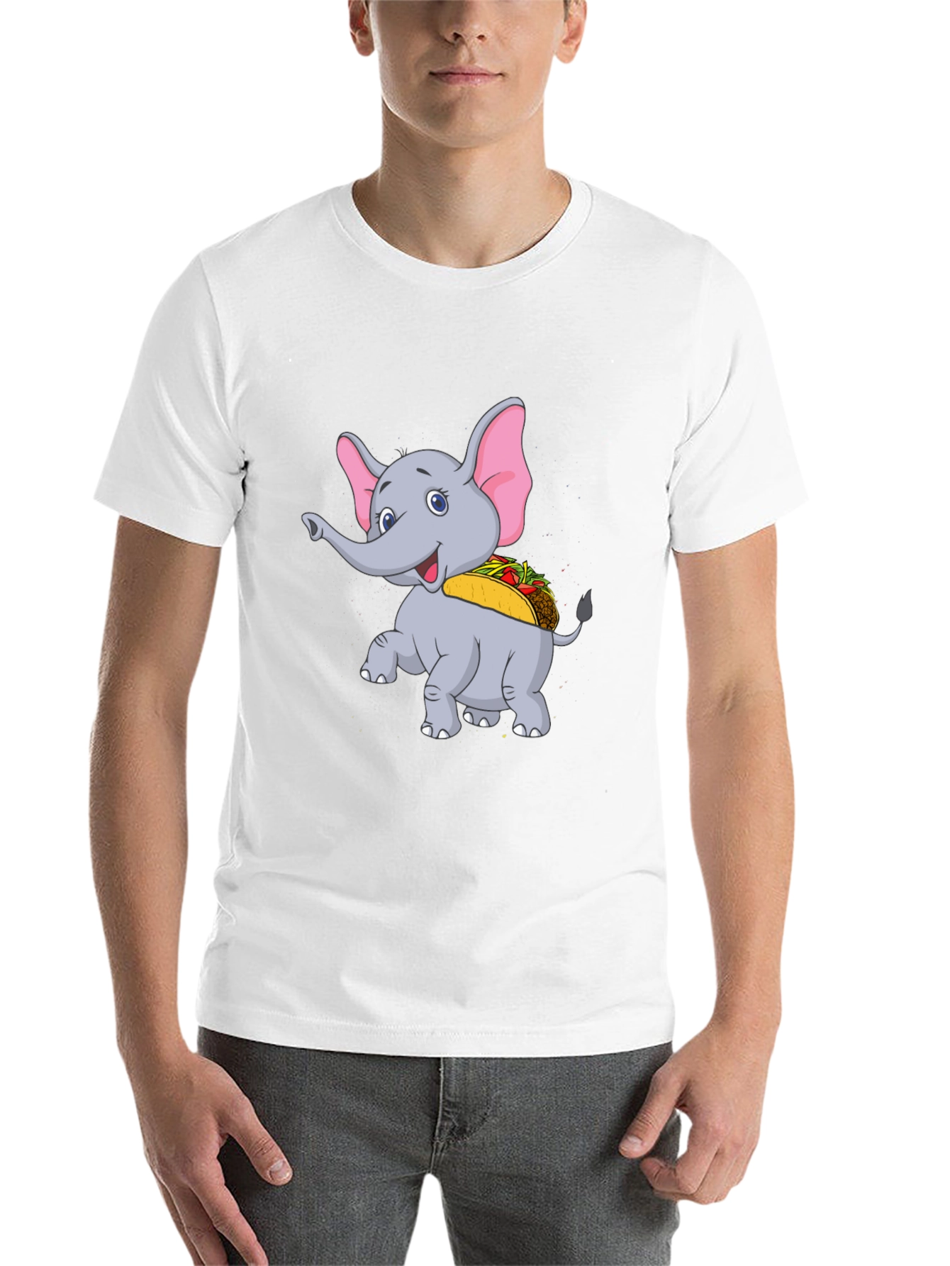 Black Elephant Taco T-Shirt - Cute Cartoon Animal Tee view 14