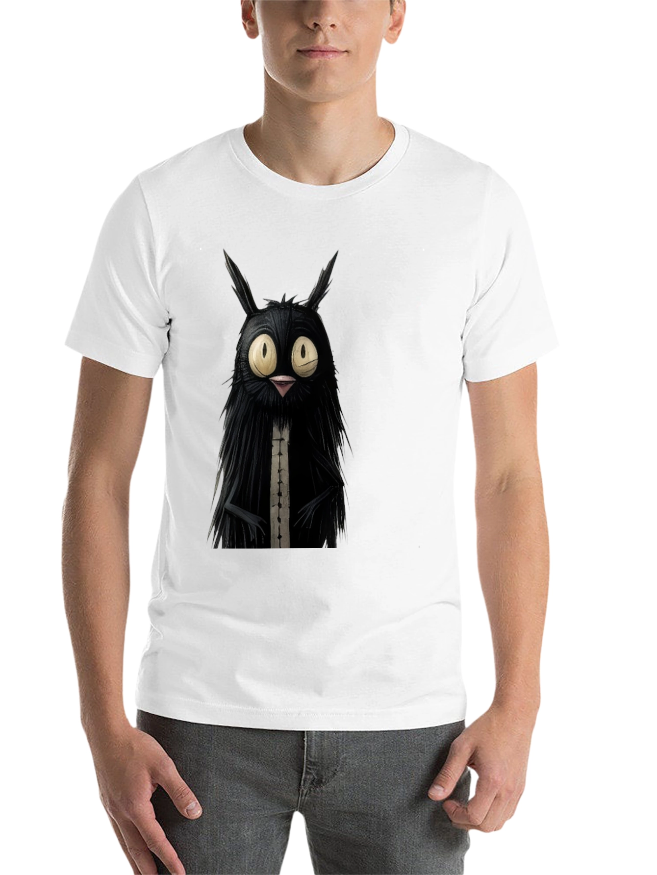 Black Creepy Cute Cat T-Shirt - Black view 14